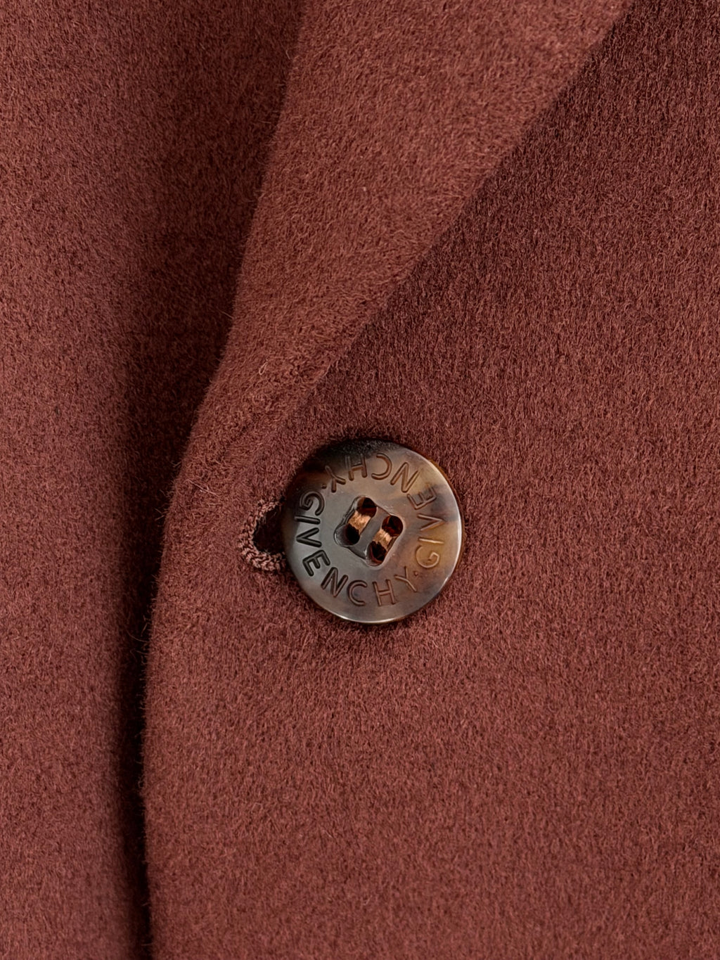 Givenchy 1980s Peaked Lapel Double Breasted Bugundy Wine Wool Cashmere Sport Jacket Blazer  - Size XL