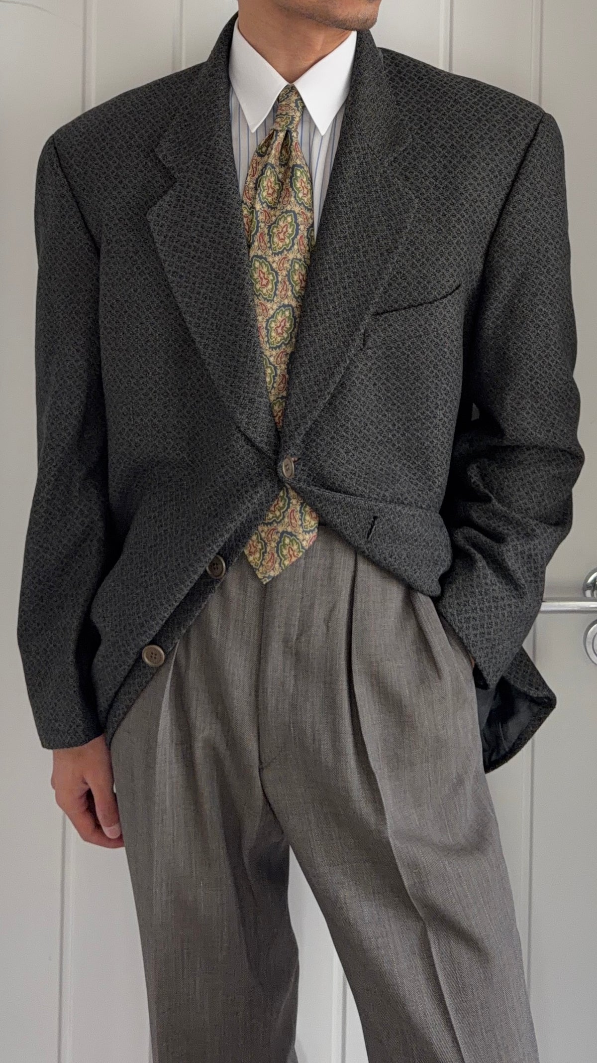 Giorgio Armani Mani 1980s 3B Textured Wool Sport Jacket Blazer - Size XXL