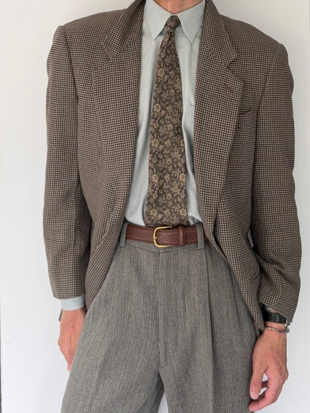 Giorgio Armani 1980s 2B Textured Wool Check Sports Jacket Blazer - Size M