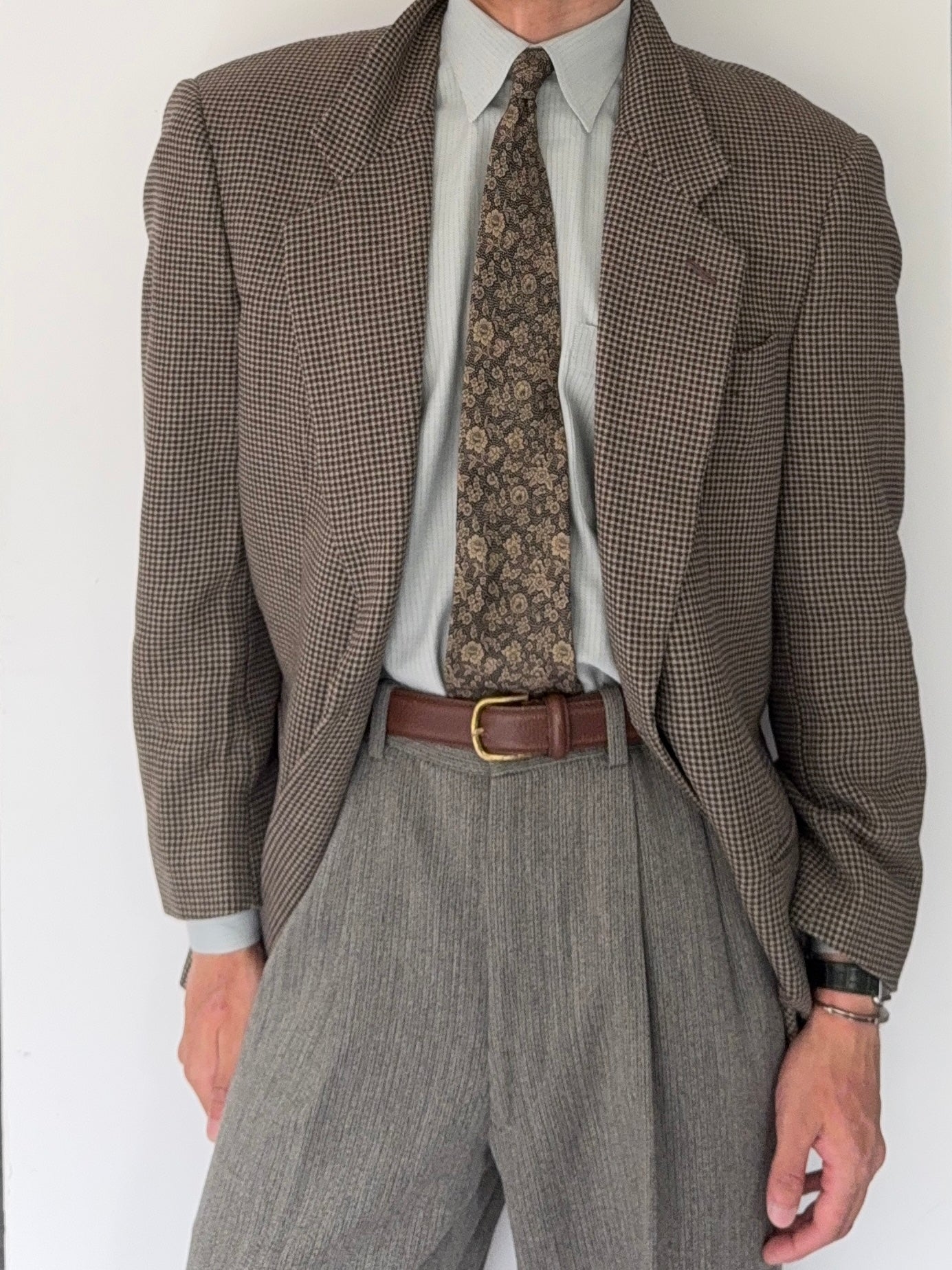 Giorgio Armani 1980s 2B Textured Wool Check Sports Jacket Blazer - Size M