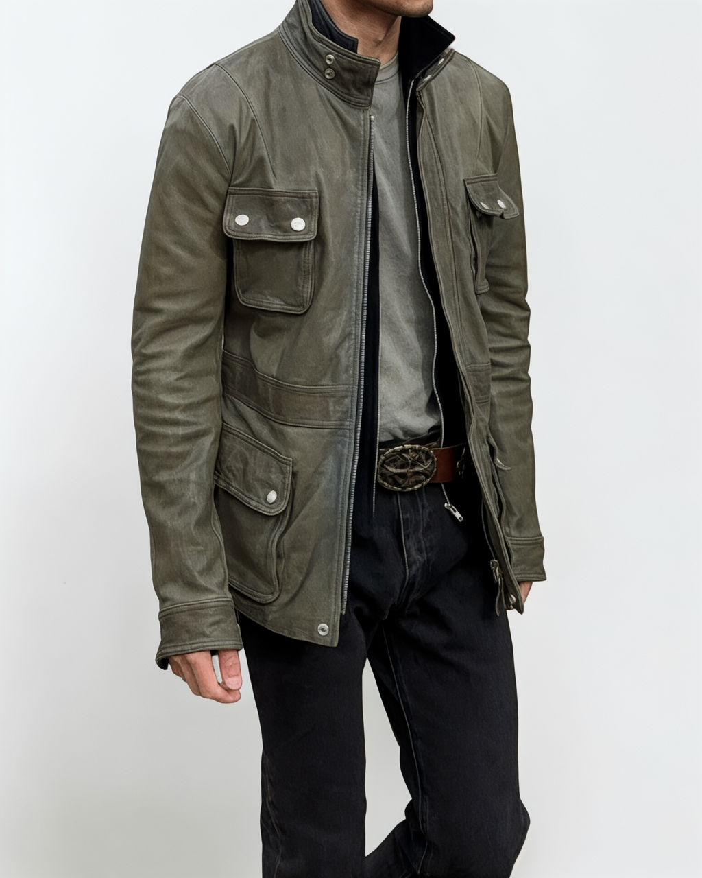 Emporio Armani FW2011 Overdyed Leather Jacket - Size S