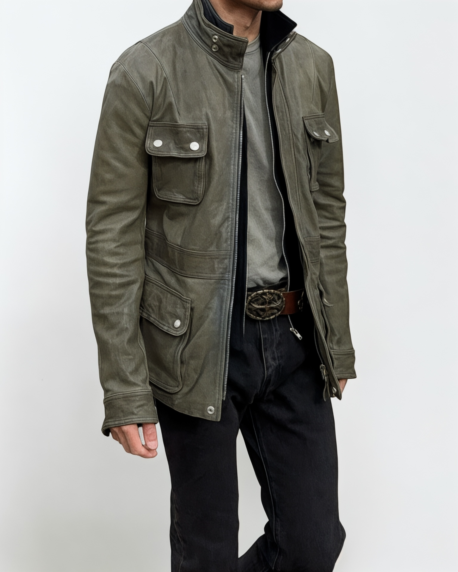 Emporio Armani FW2011 Overdyed Leather Jacket - Size S