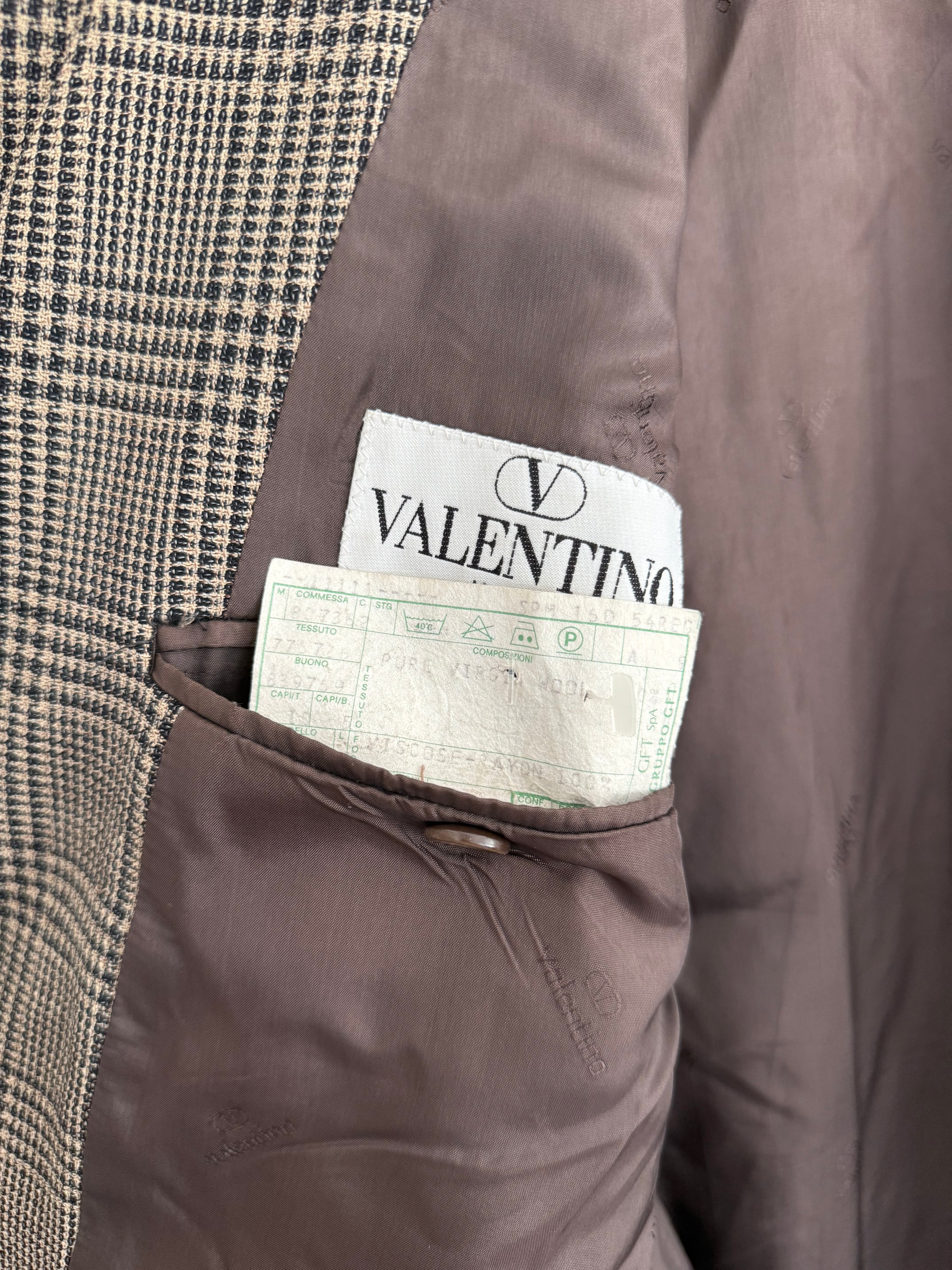 Valentino 1980s Wool Check Sports Jacket Blazer - Size XXL