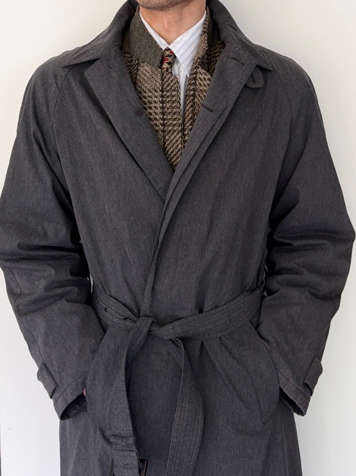 Giorgio Armani 1980s Grey Belted Coat - Size M – NDWC0 Shop