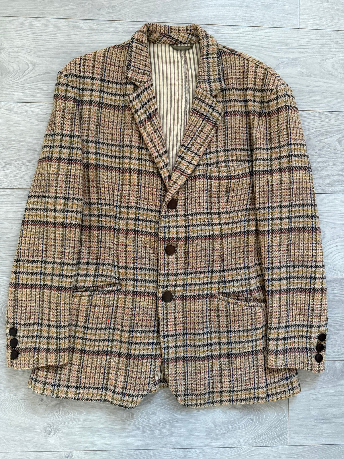 Emporio Armani 1990s 3B Check Wool Textured Sport Jacket Blazer - Size M
