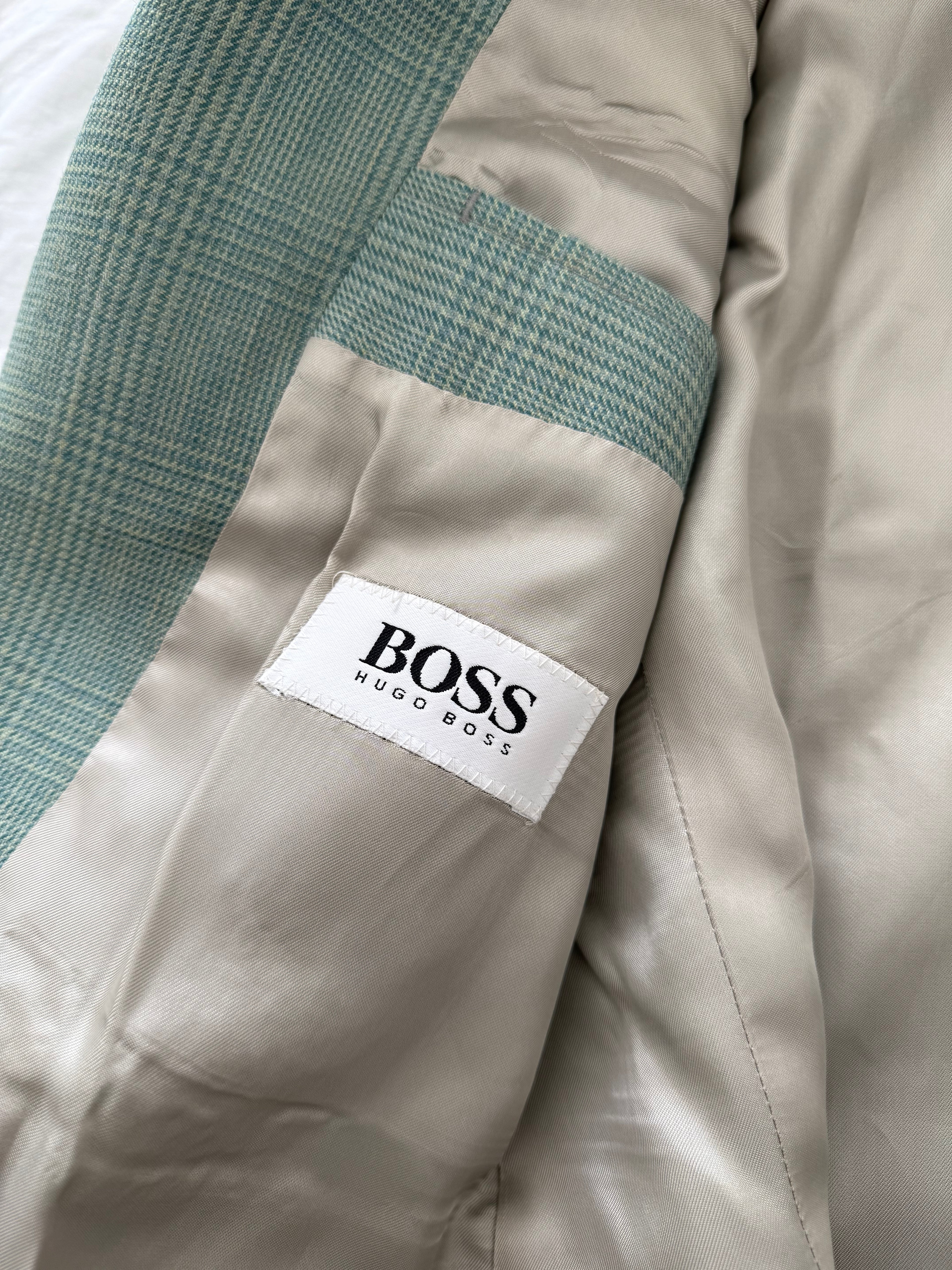 Hugo Boss 1980s 2B Teal Green Wool Sports Blazer Jacket - Size S