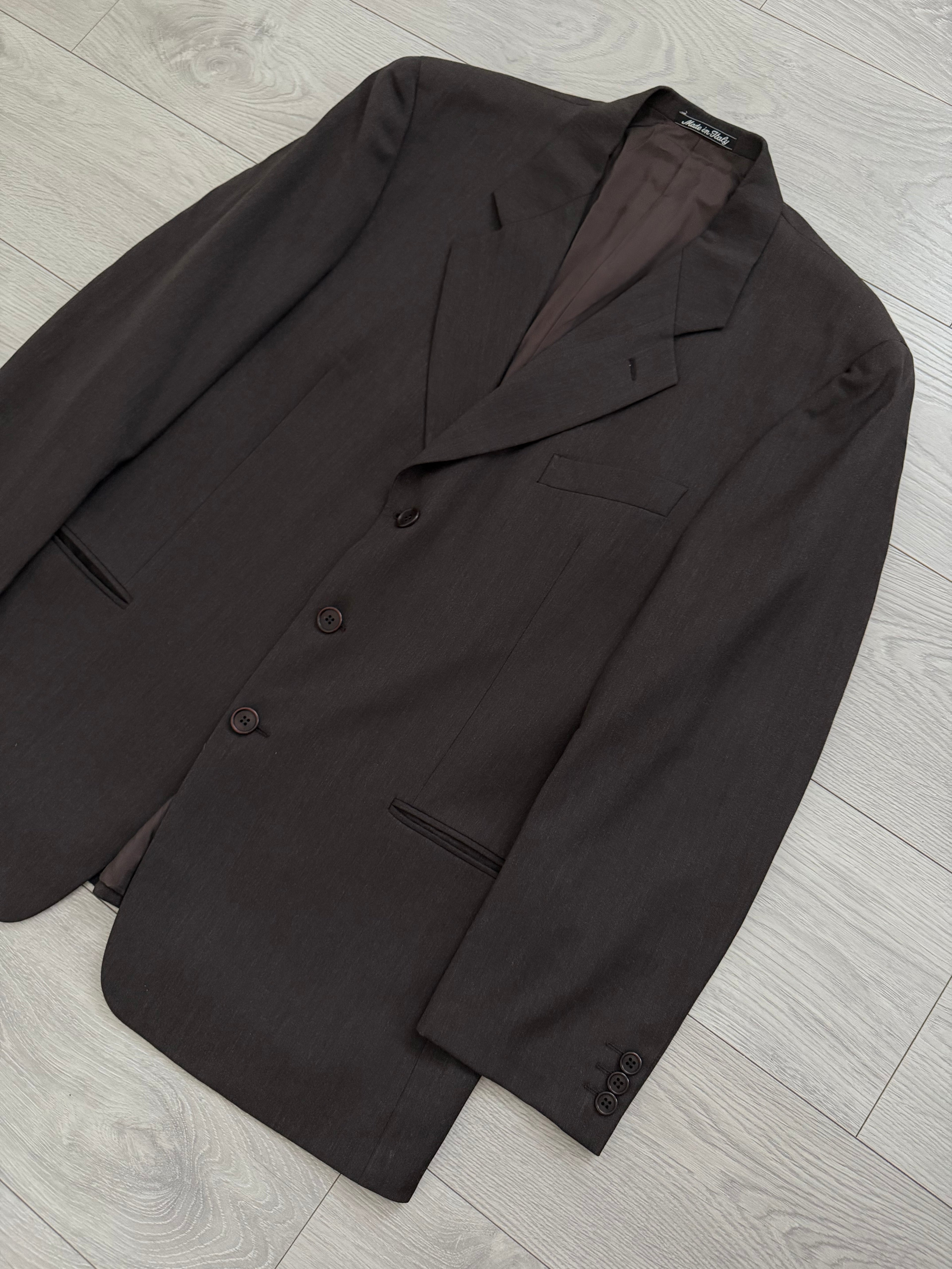 Giorgio Armani 1980s 3B Brown Double-Pleated Wool Suit - Size XL Jacket / 32" Waist