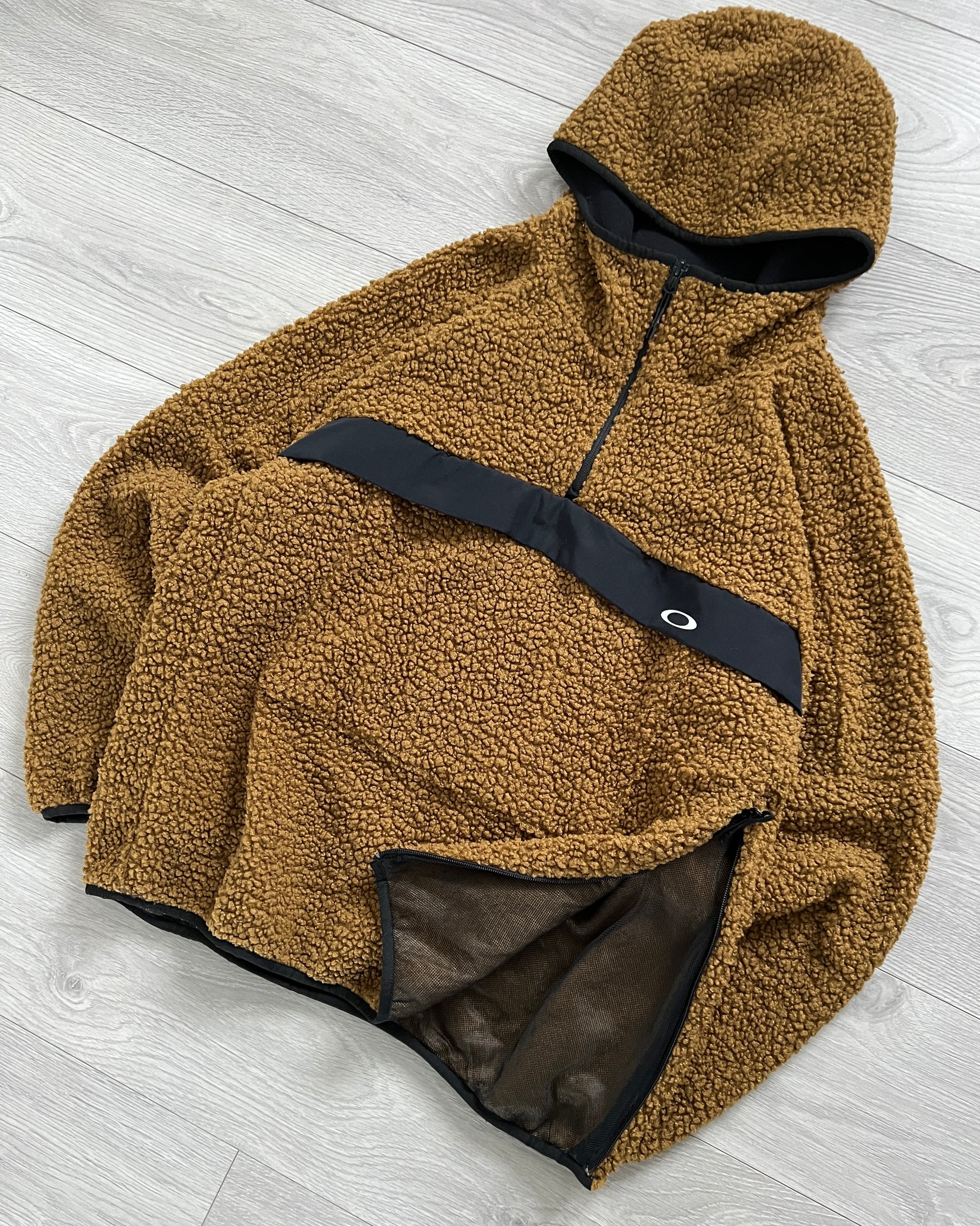 Oakley 1/4 Zip Brown Technical Boa Fleece Anorak - Size L