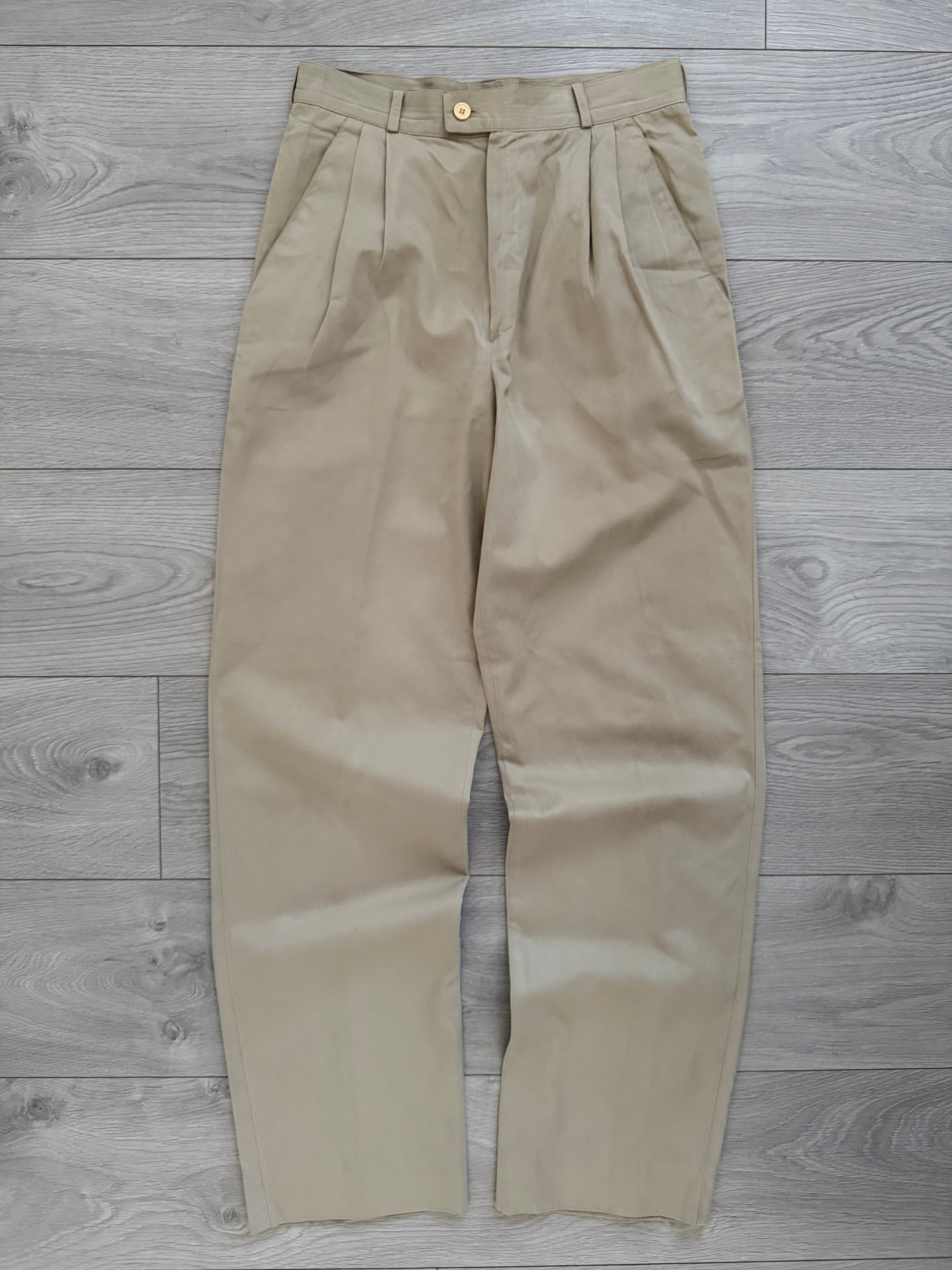 Versace 1980s Double-Pleat Beige Pants - Size 29" Waist