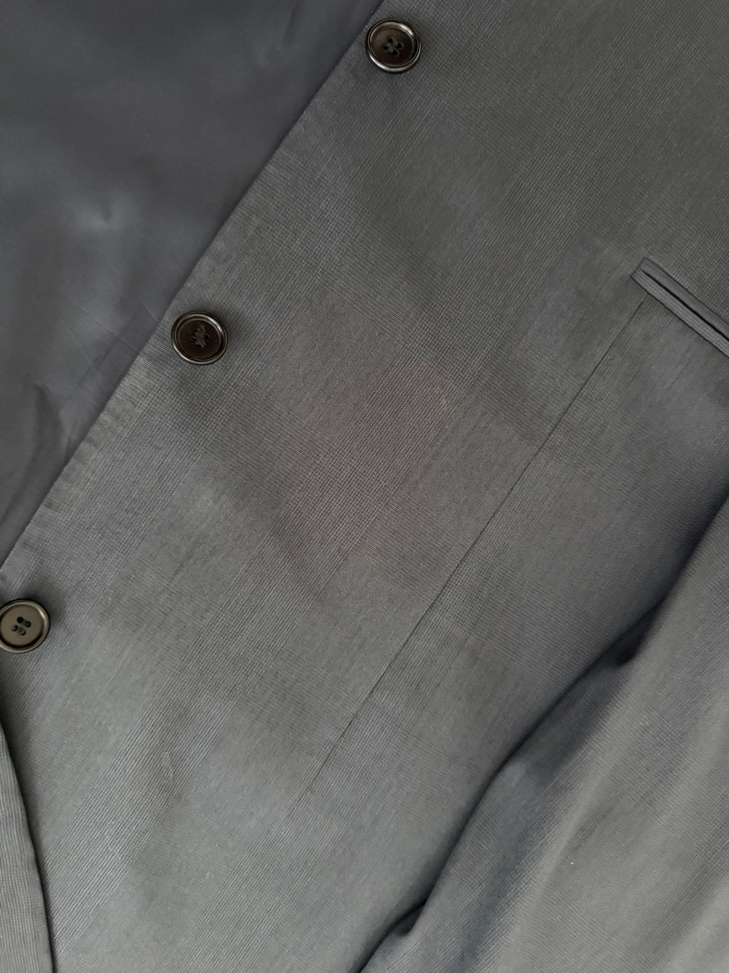 Hugo Boss 1980s 3B Gunmetal Blue Pleated Wool Suit - Size L Jacket / 34" Waist