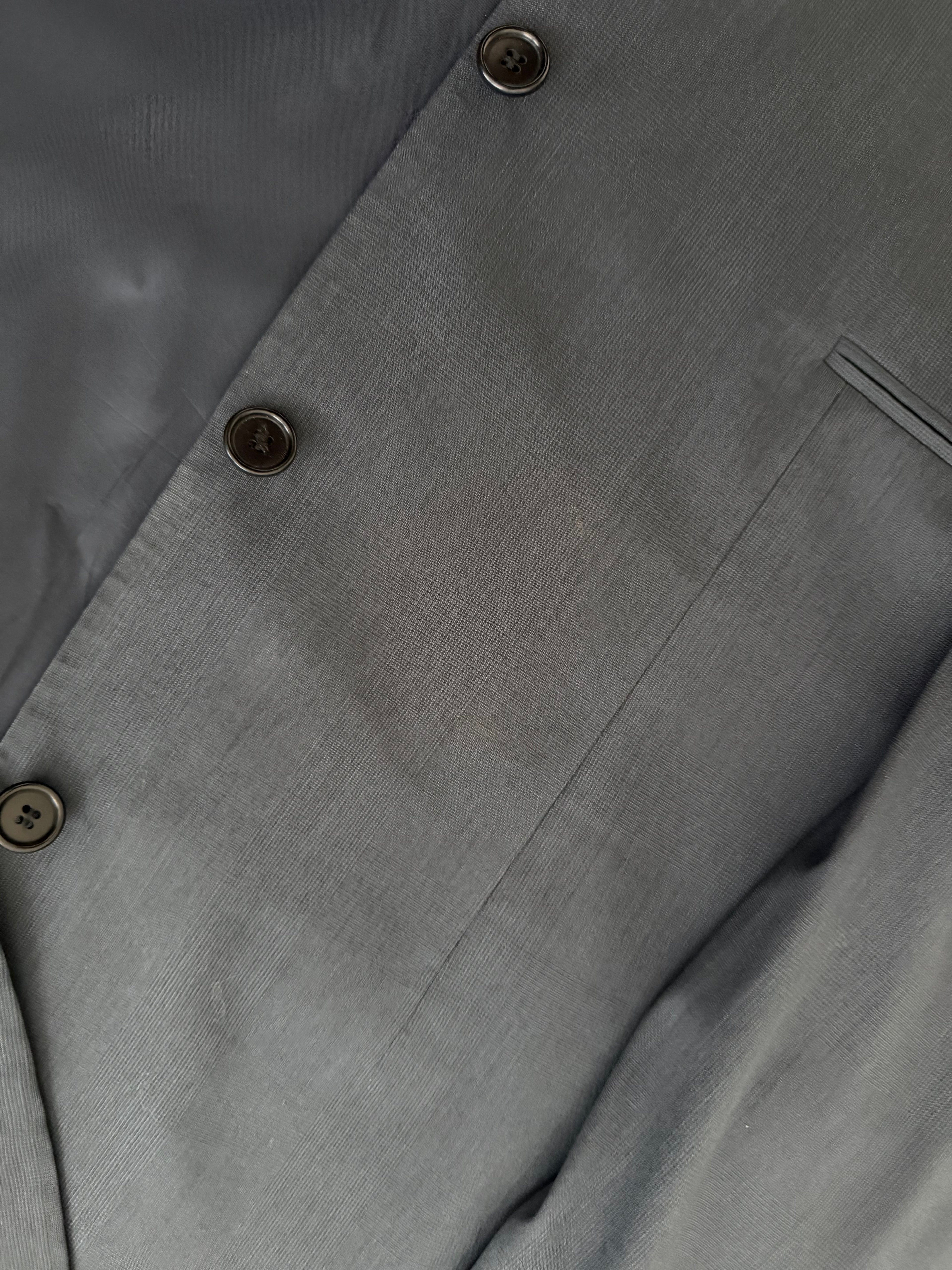 Hugo Boss 1980s 3B Gunmetal Blue Pleated Wool Suit - Size L Jacket / 34" Waist
