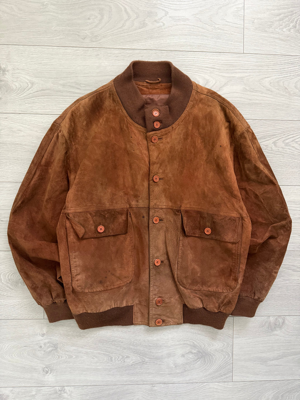1980s Vera Pelle Leather Suede Jacket Rust Brown - Size L