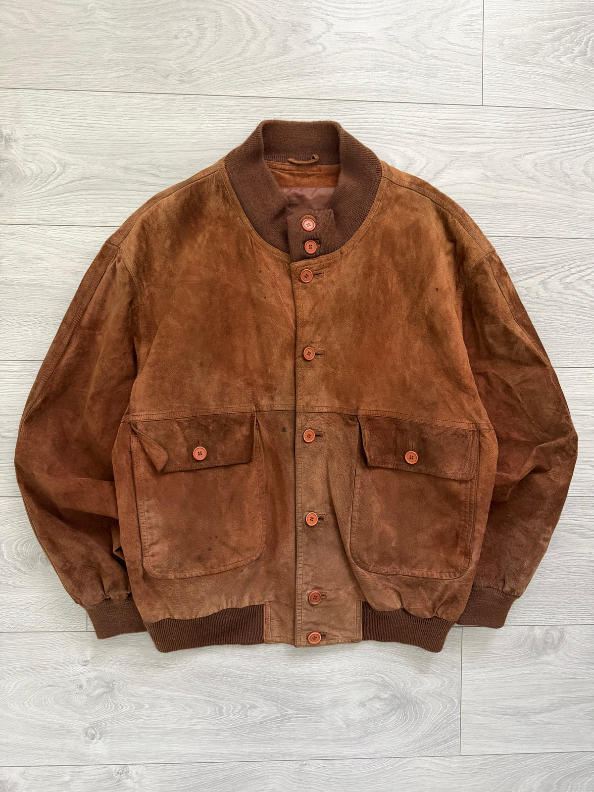 1980s Vera Pelle Leather Suede Jacket Rust Brown - Size L