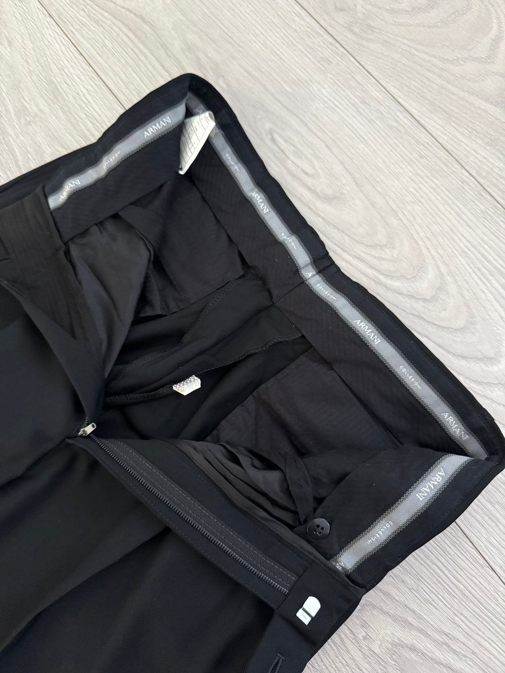 Armani 1990s 3B Wool Pleated Black Suit - Size S Jacket / 28" Waist