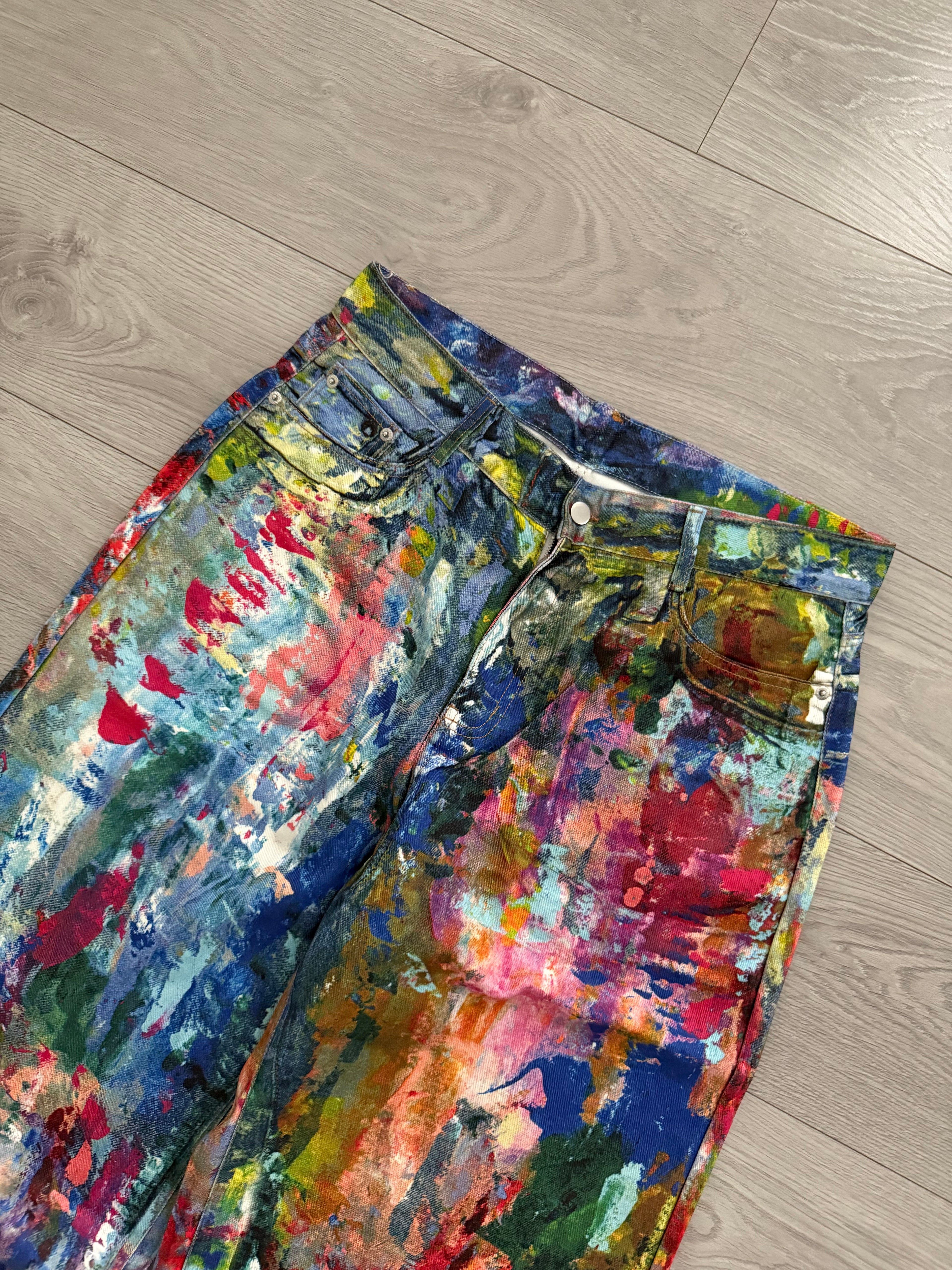 WC11Dene Trompe L'oeil Paint Splatter Jeans - Size L