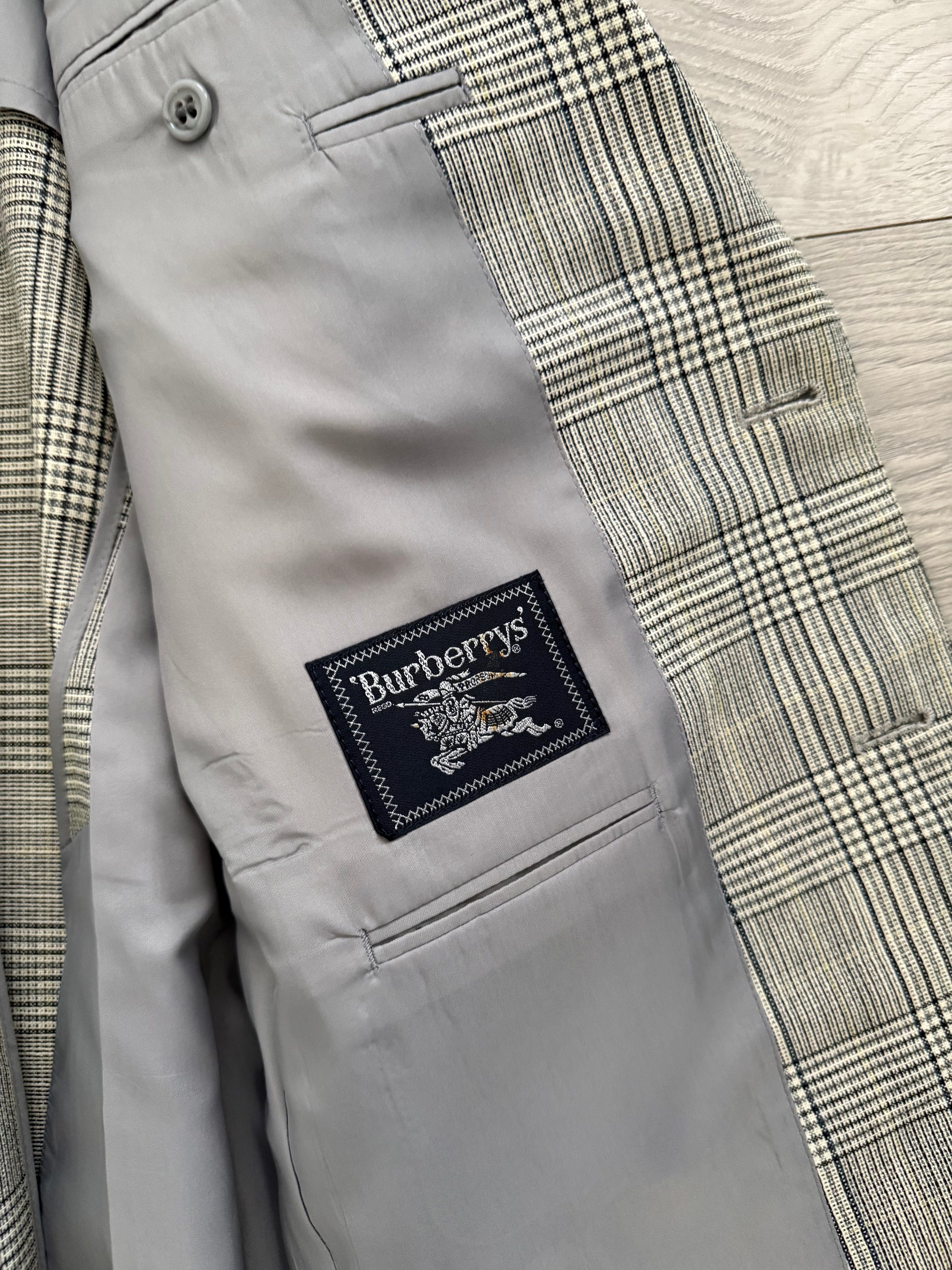 Burberry 1990s 2B Wool Grey Lightweight Partially Lined Sports Jacket Blazer - Size S