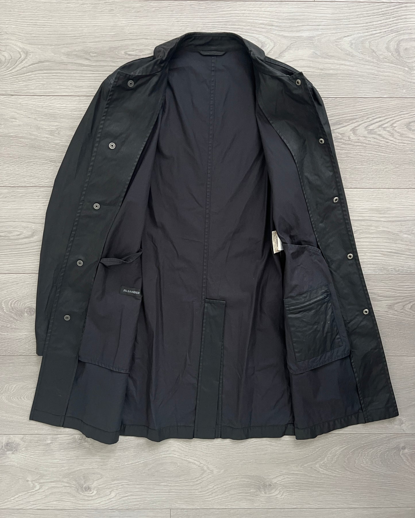 Jil Sander by Raf Simons 00s Waxed Snap Button Coat - Size S