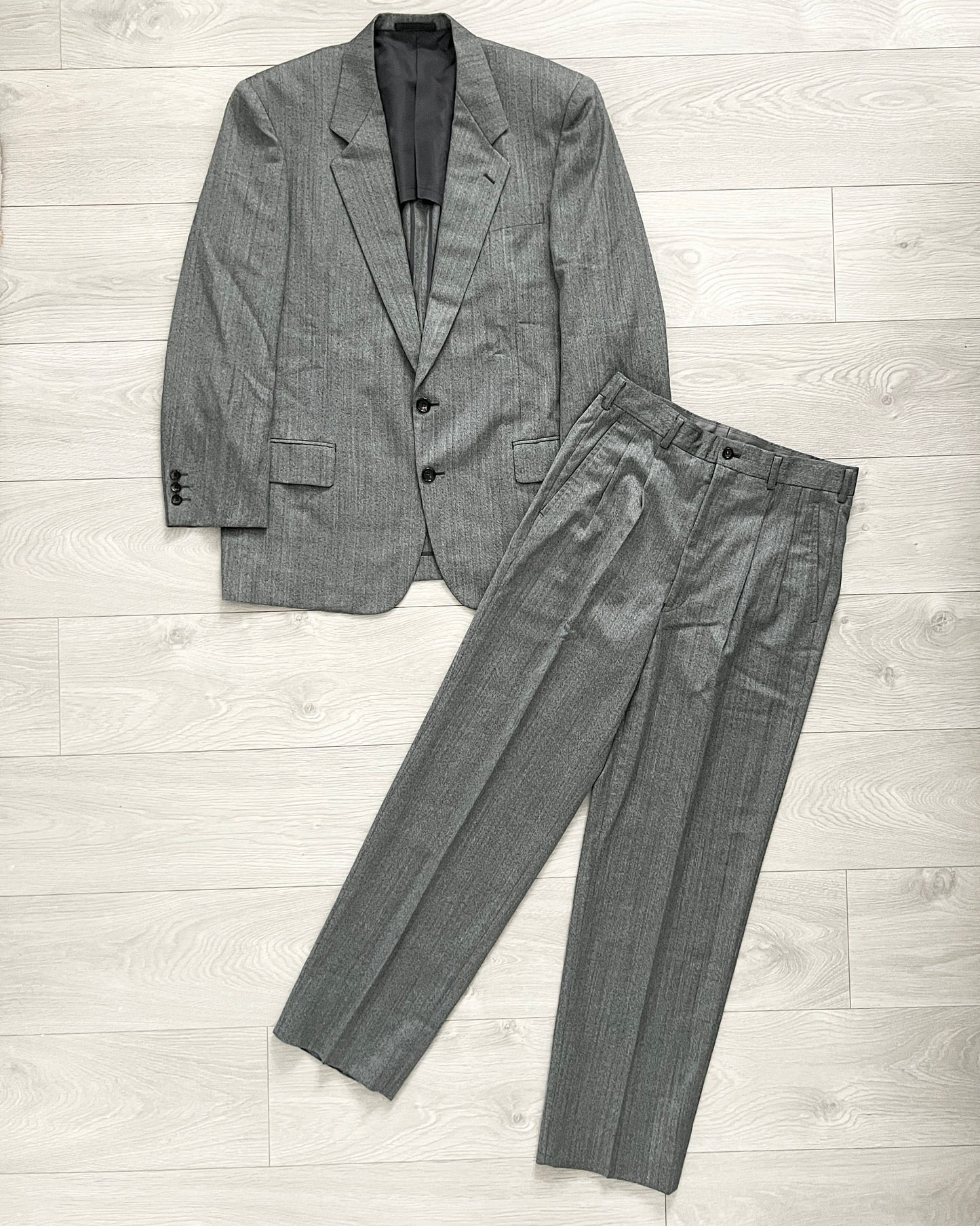 Comme Des Garcons Homme Deux 1993 Pleated Herringbone Suit - M Jacket / 30" Waist