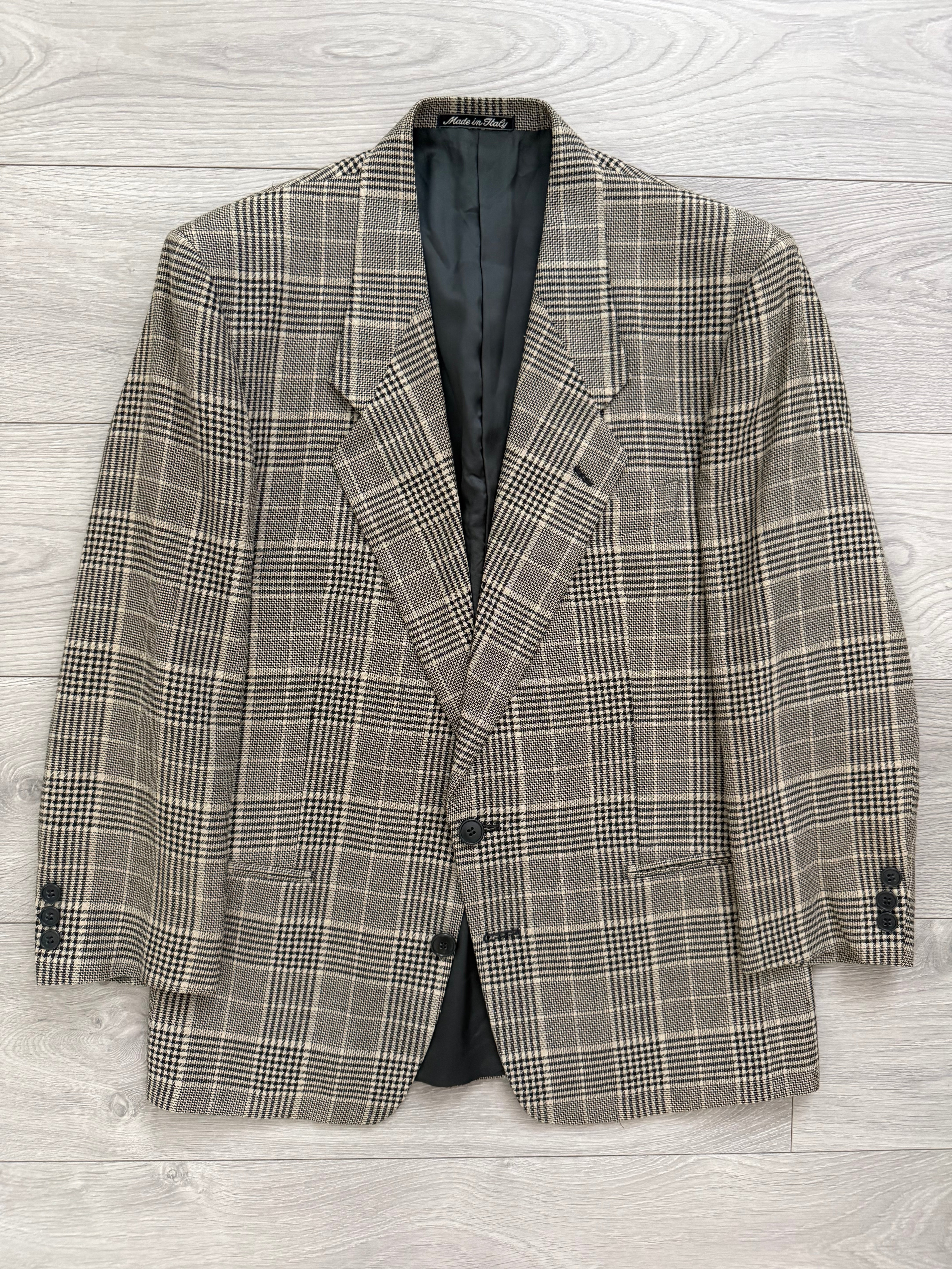 Giorgio Armani 1980s 2B Check Linen Cotton Sports Blazer Jacket
