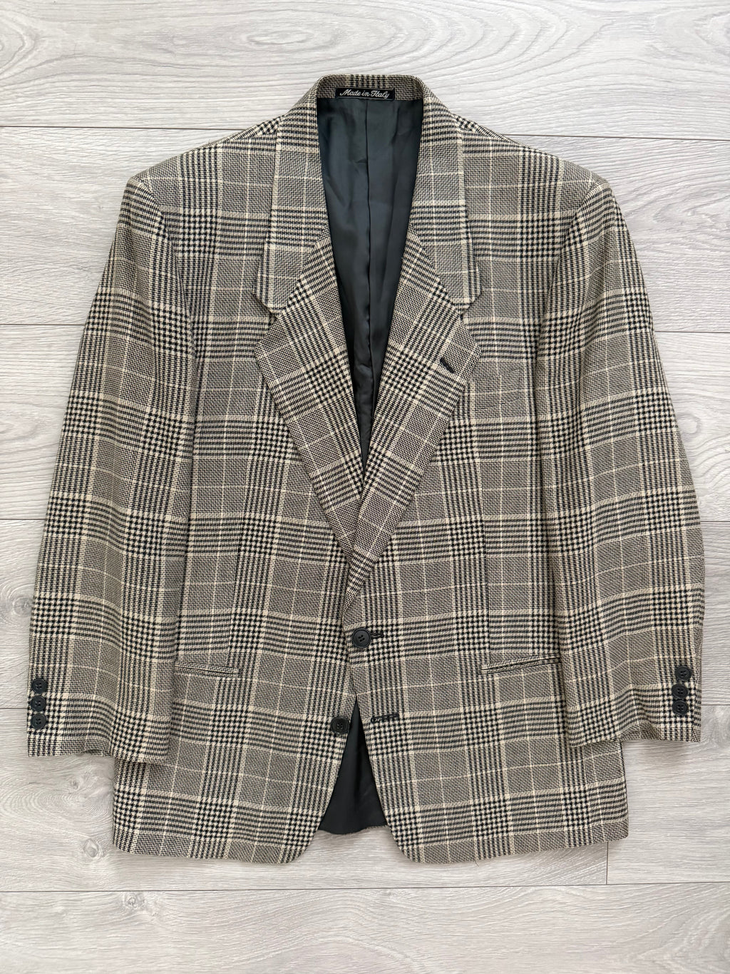 Giorgio Armani 1980s 2B Check Linen Cotton Sports Blazer Jacket - Size S