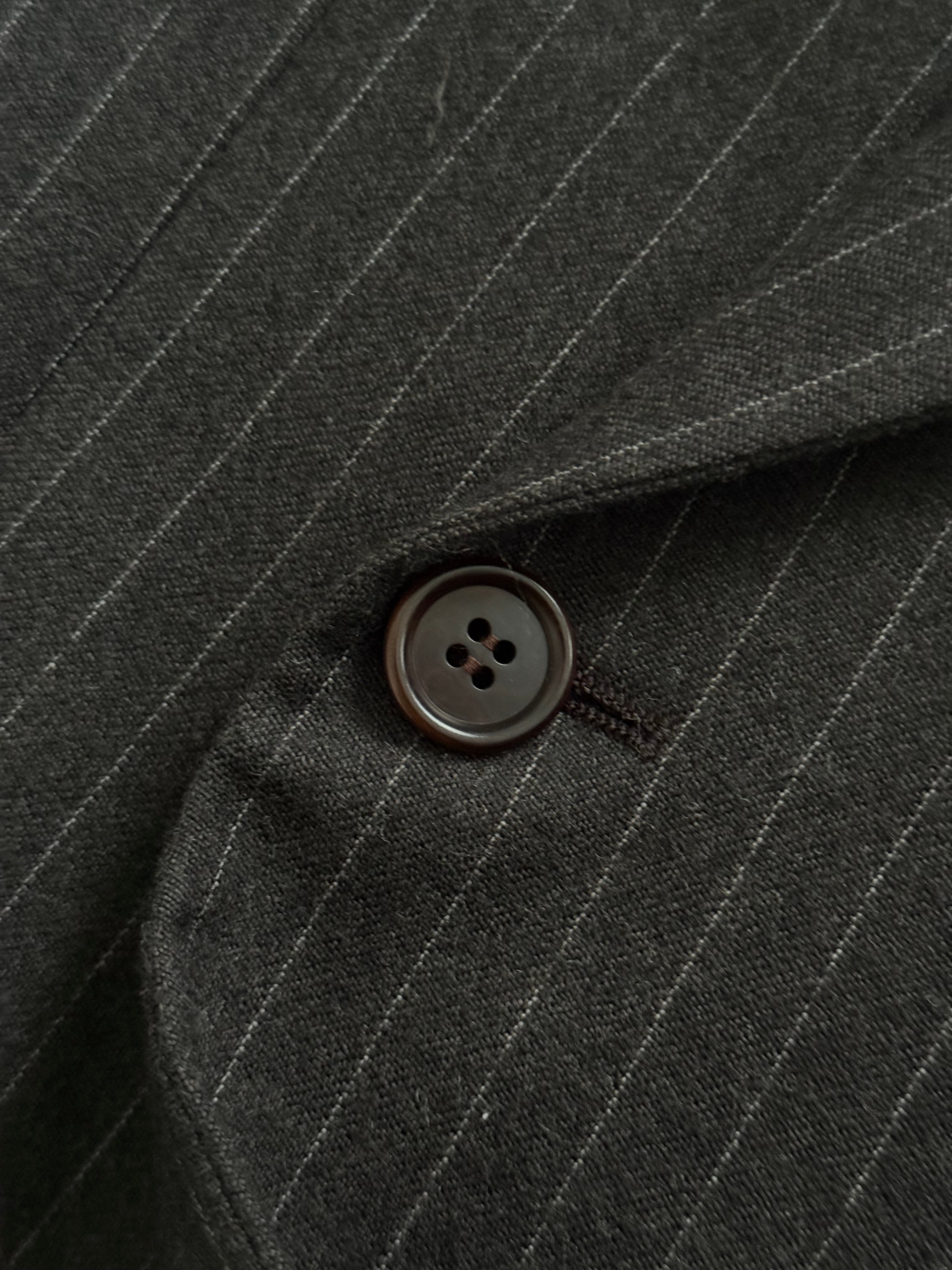 Valentino 1980s 6B Double Breasted Charcoal Wool Power Suit - Size M Jacket / 31" Waist