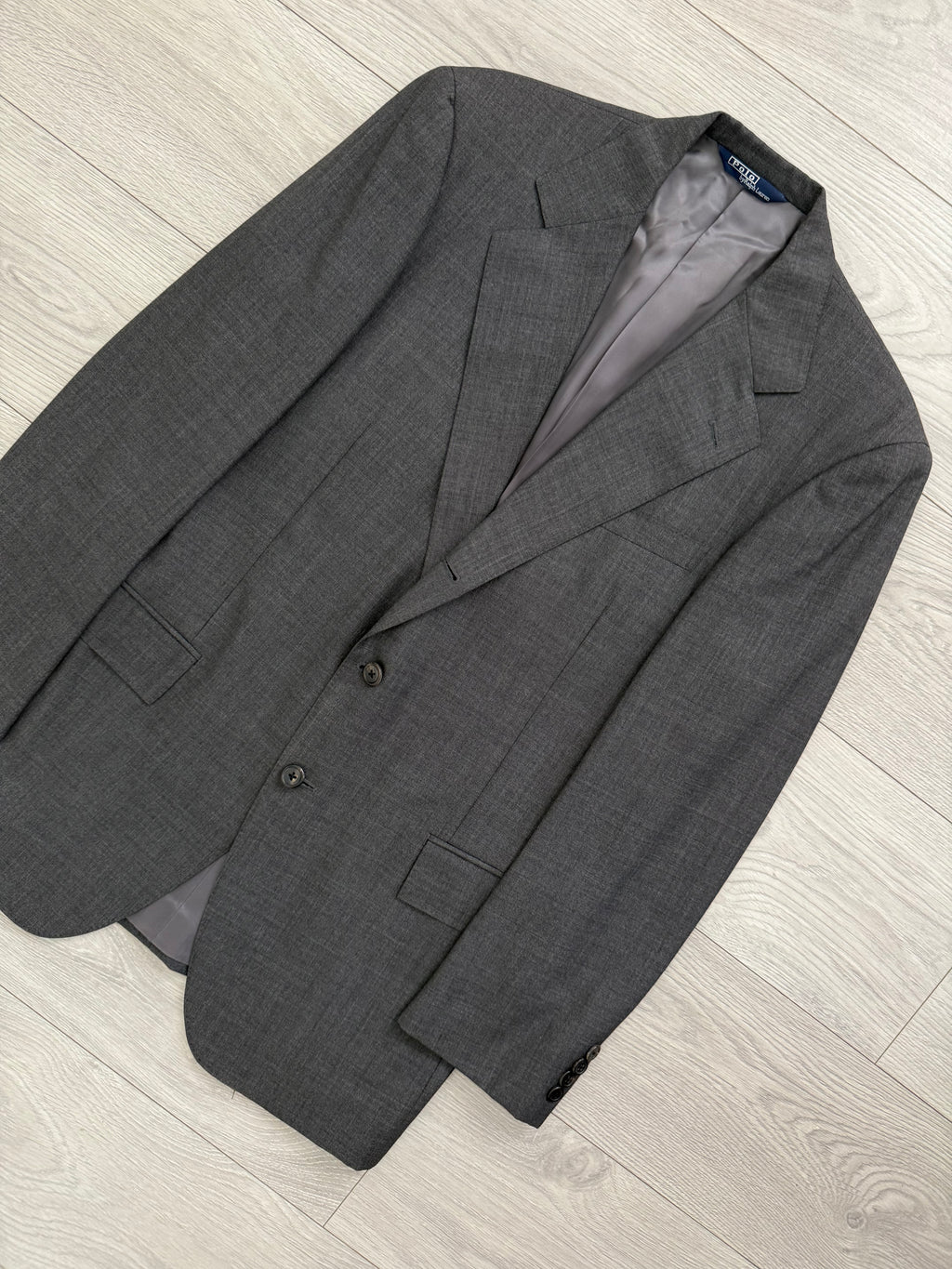 Ralph Lauren 1990s 2B Wool Grey Double-Pleated Suit - Size M Jacket / 32" Waist