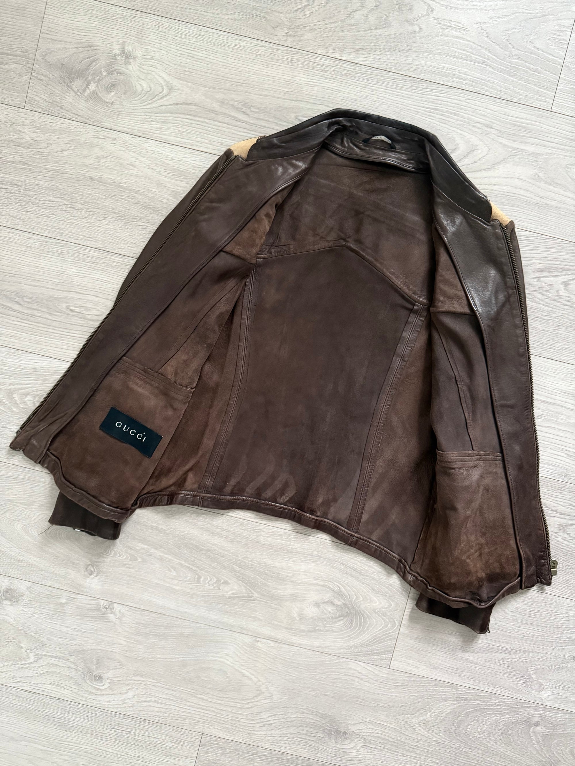 Gucci by Tom Ford SS2004 Western Leather Patchwork Jacket - Size M