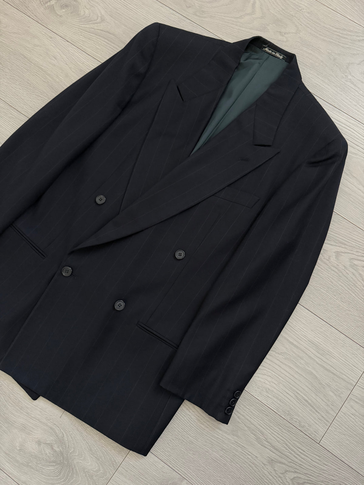 Giorgio Armani 1980s Peaked Lapel Double Breasted Navy Wool Sport Jacket Blazer - Size M