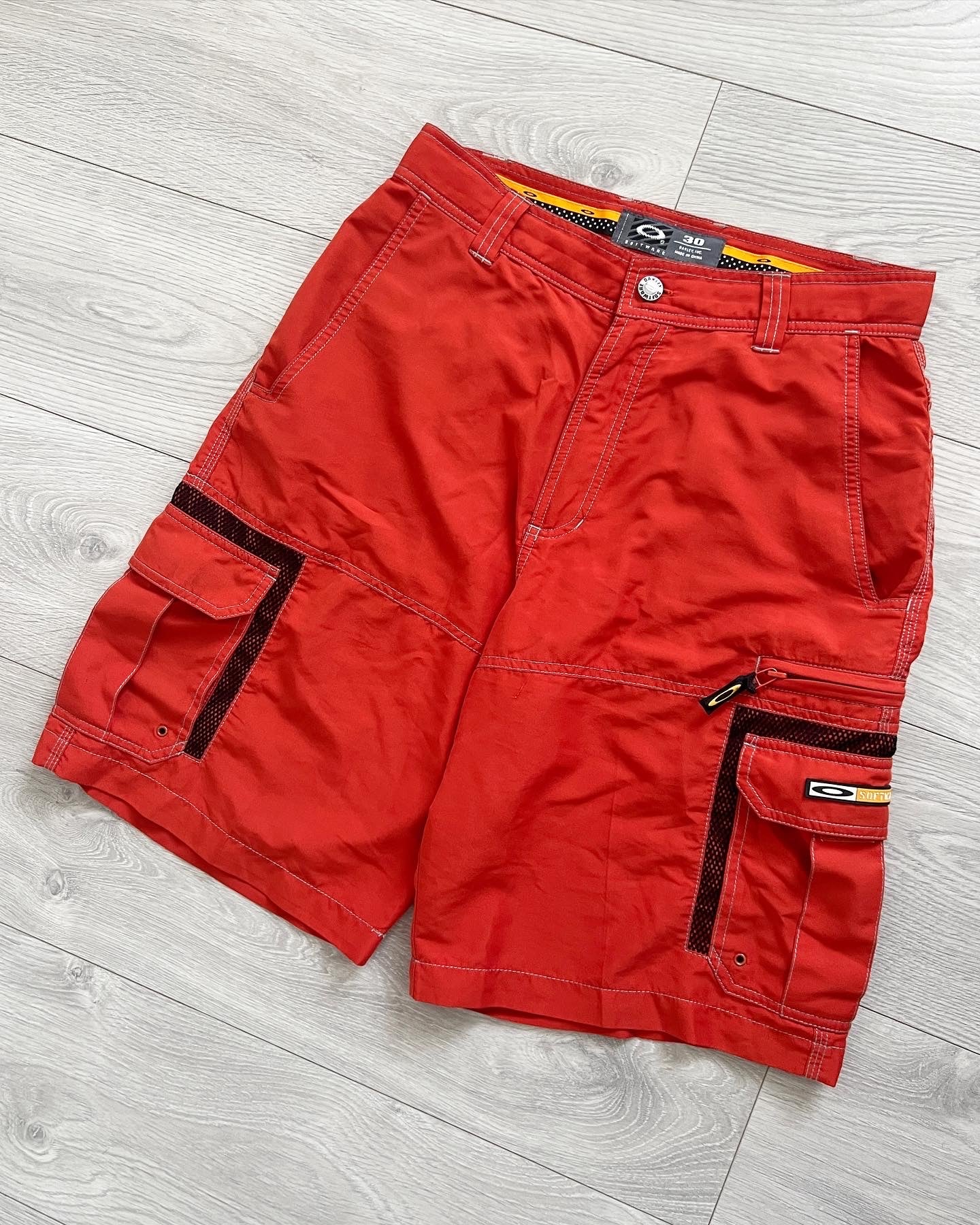 Oakley 2000s Technical Cargo Pocket Rust Orange Shorts - Size 30