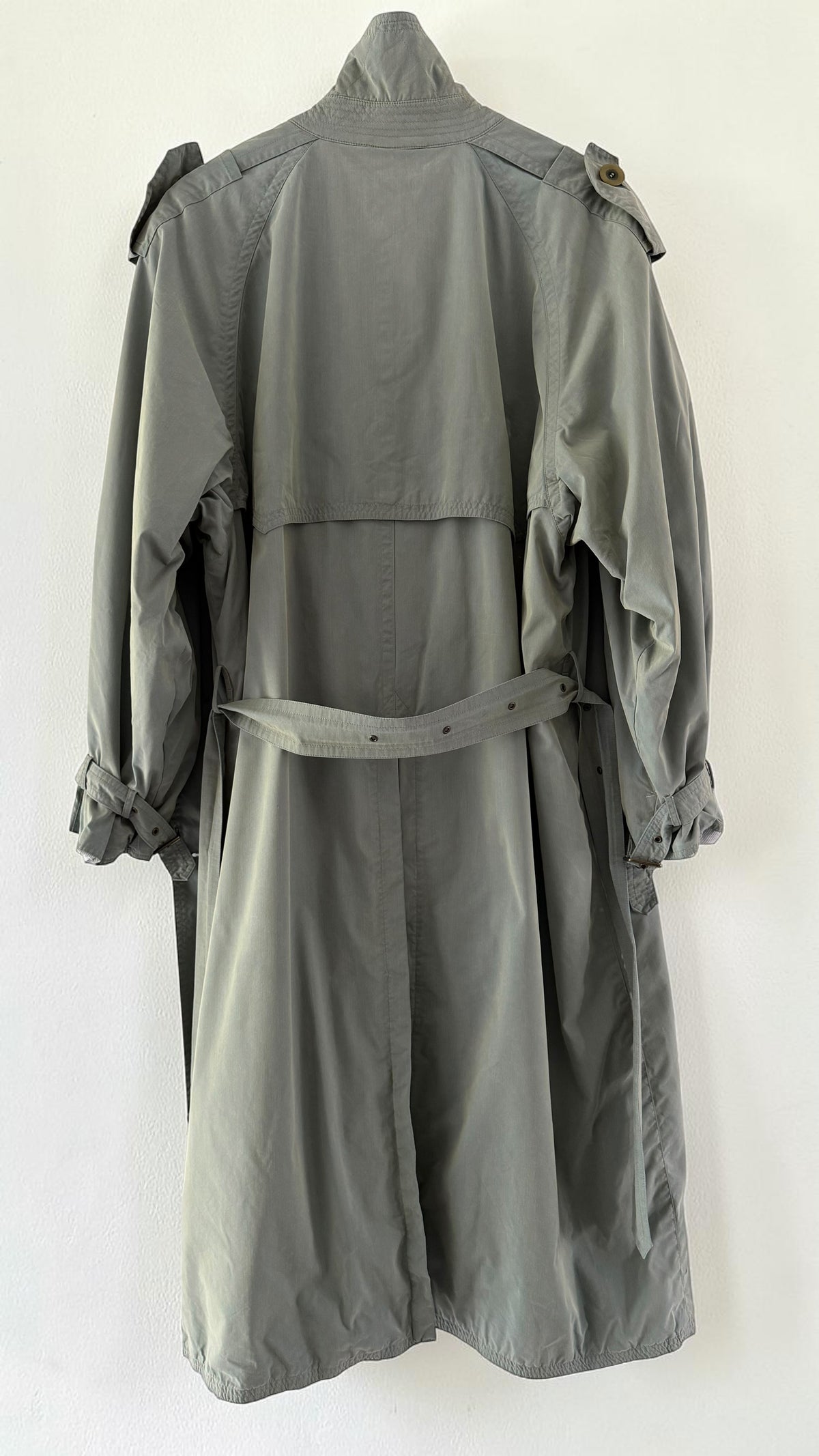 Hugo Boss 1980s Wool Cotton Steel Blue Trench Coat - Size L