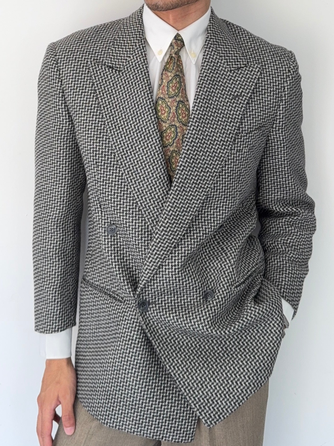 Valentino 1980s Double Breasted Peaked Lapel Wool Sports Blazer Jacket - Size S