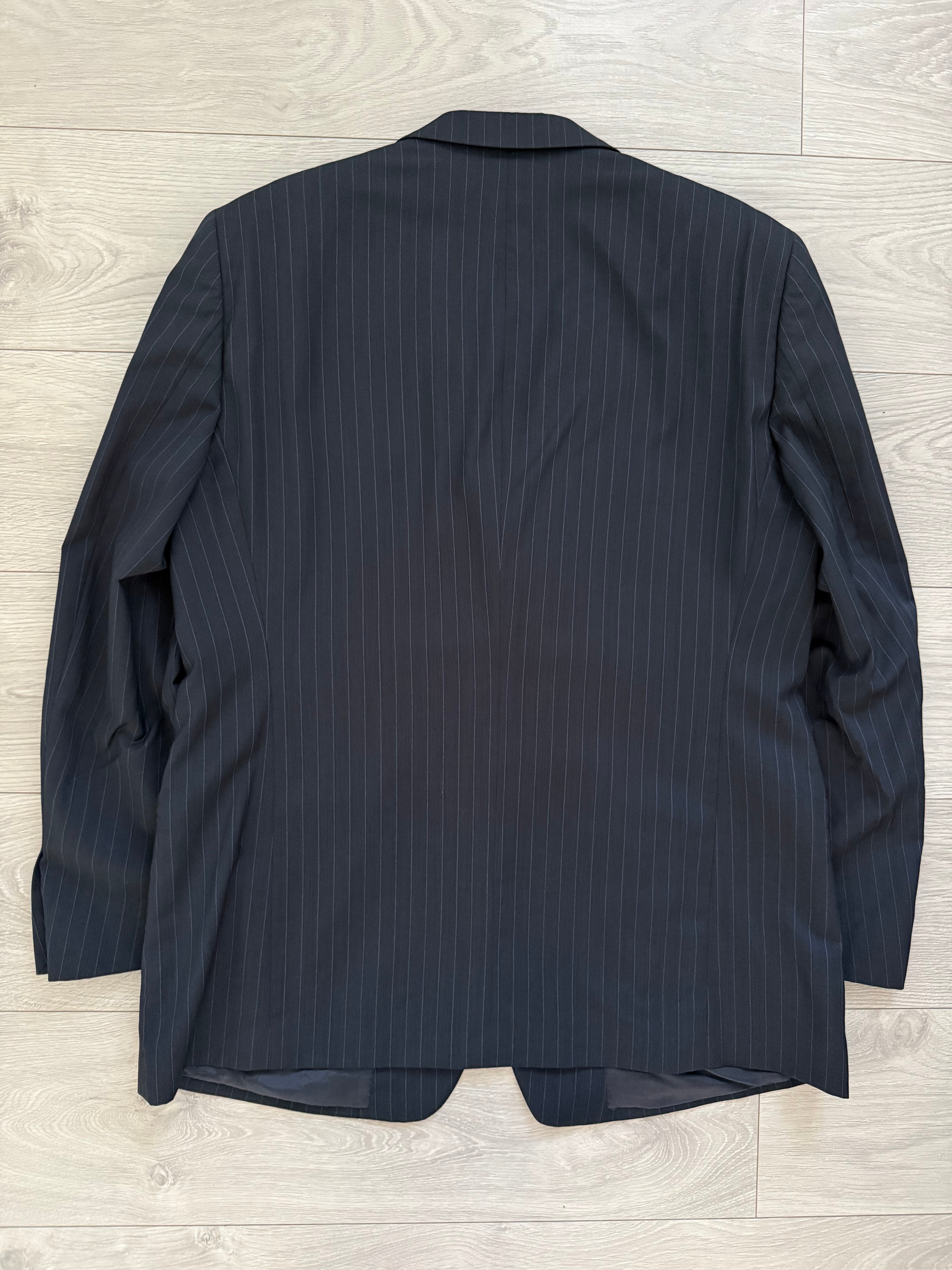 Emporio Armani 1990s 2B Striped Navy Suit - Size XXL Jacket / 38" Waist