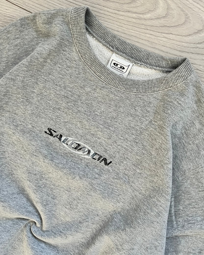 Salomon Early 00s Graphic Grey Crewneck Sweater - Size M