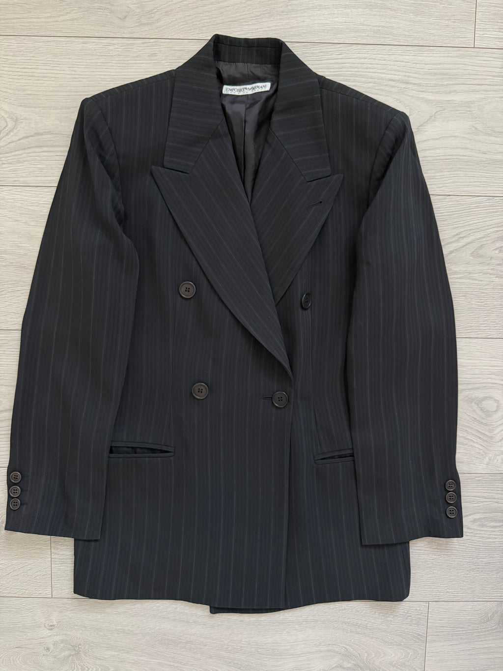 Womens Emporio Armani 1990s Peaked Lapel Double Breasted Wool Suit - Size M Jacket / 26" Waist