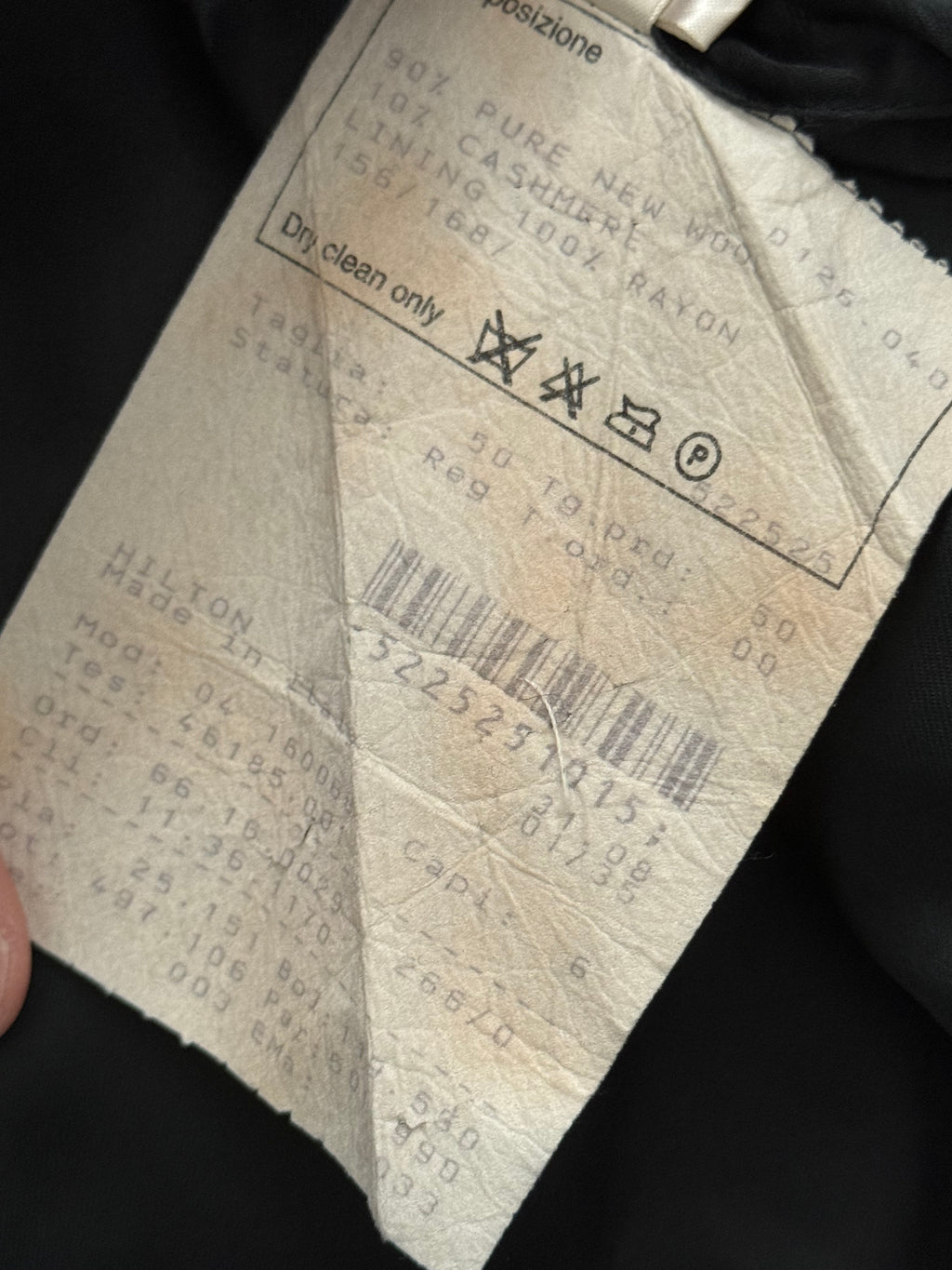 Hilton by Armani 1990s Wool Cashmere Black Coat - Size L