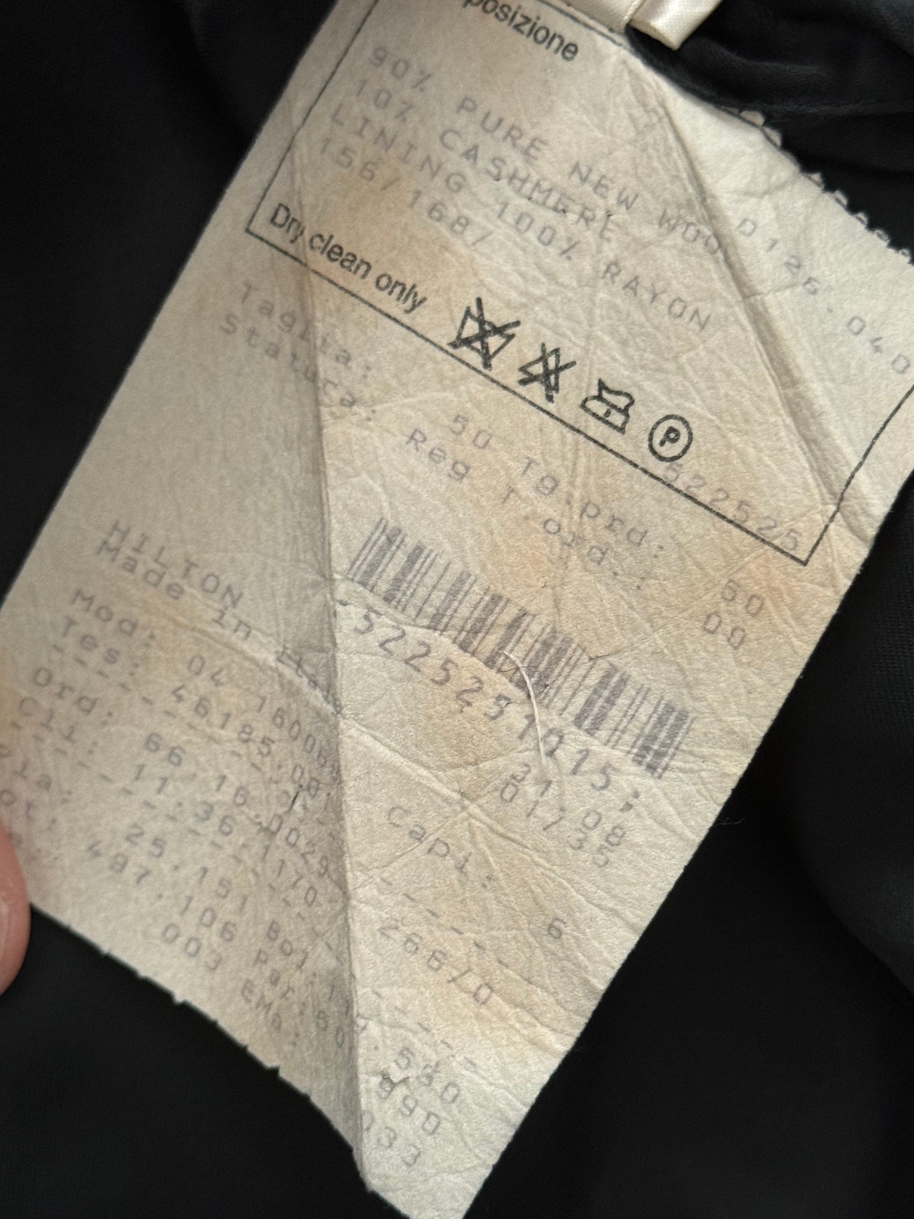 Hilton by Armani 1990s Wool Cashmere Black Coat - Size L