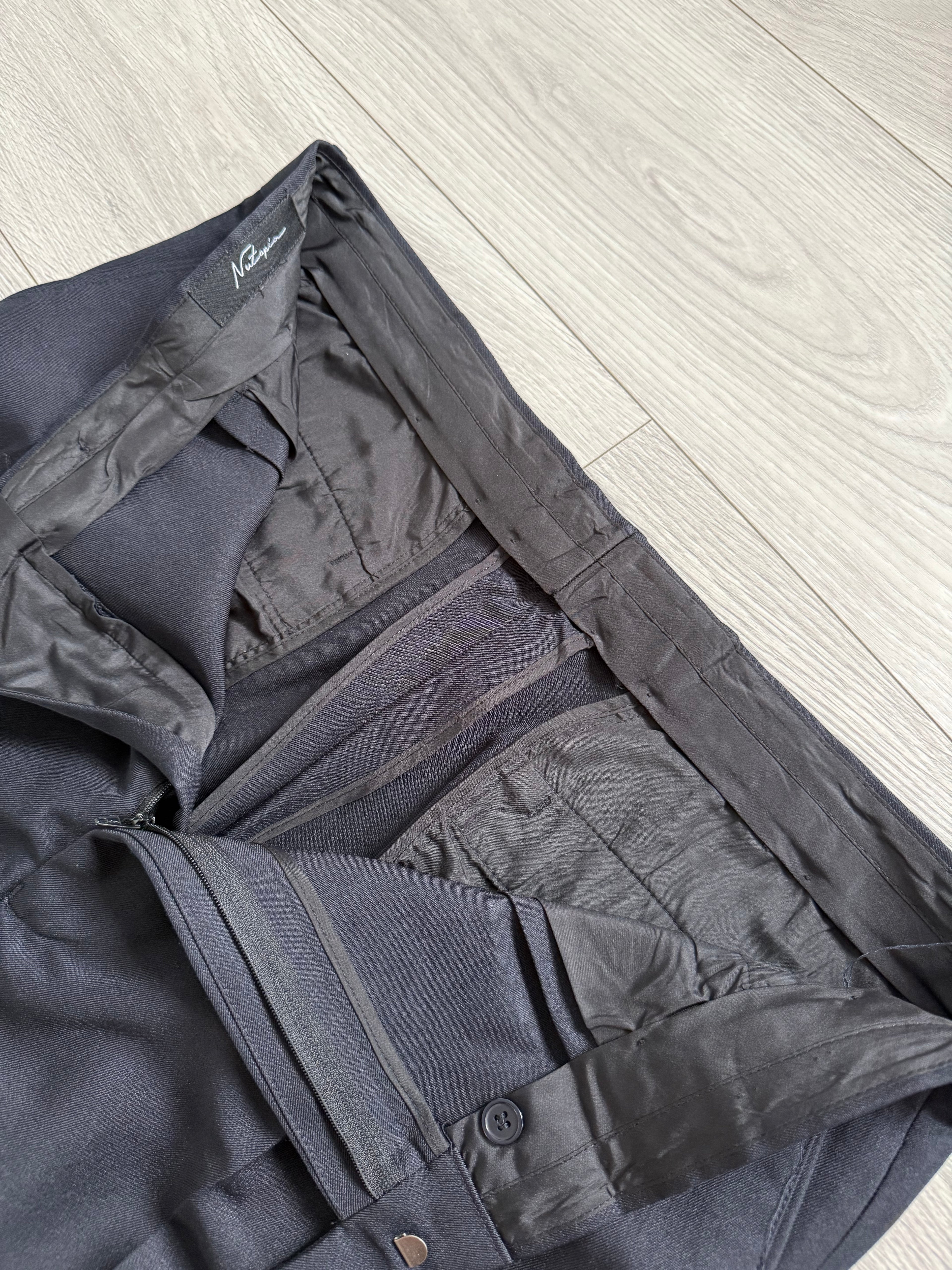 Vintage 1990s Double Pleat Wool Navy Pants - Size 38" Waist