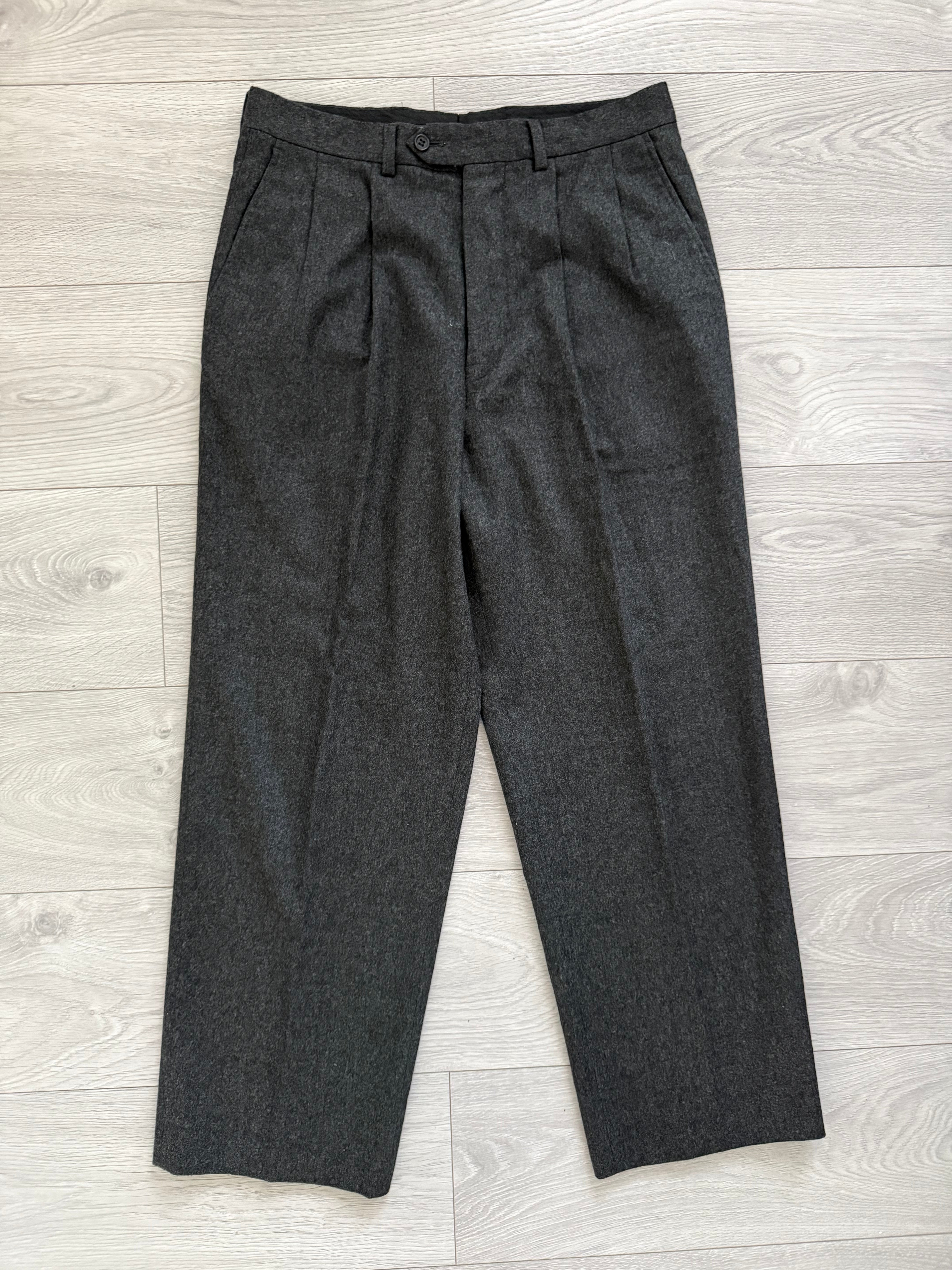 Giorgio Armani 1980s Wool Cashmere Pleated Grey Pants - Size 32