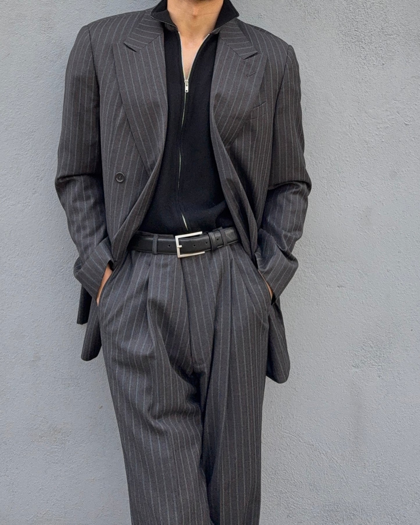 Armani 1990s Double Breasted Pleated Wool Suit - Size L Jacket / 34" Waist