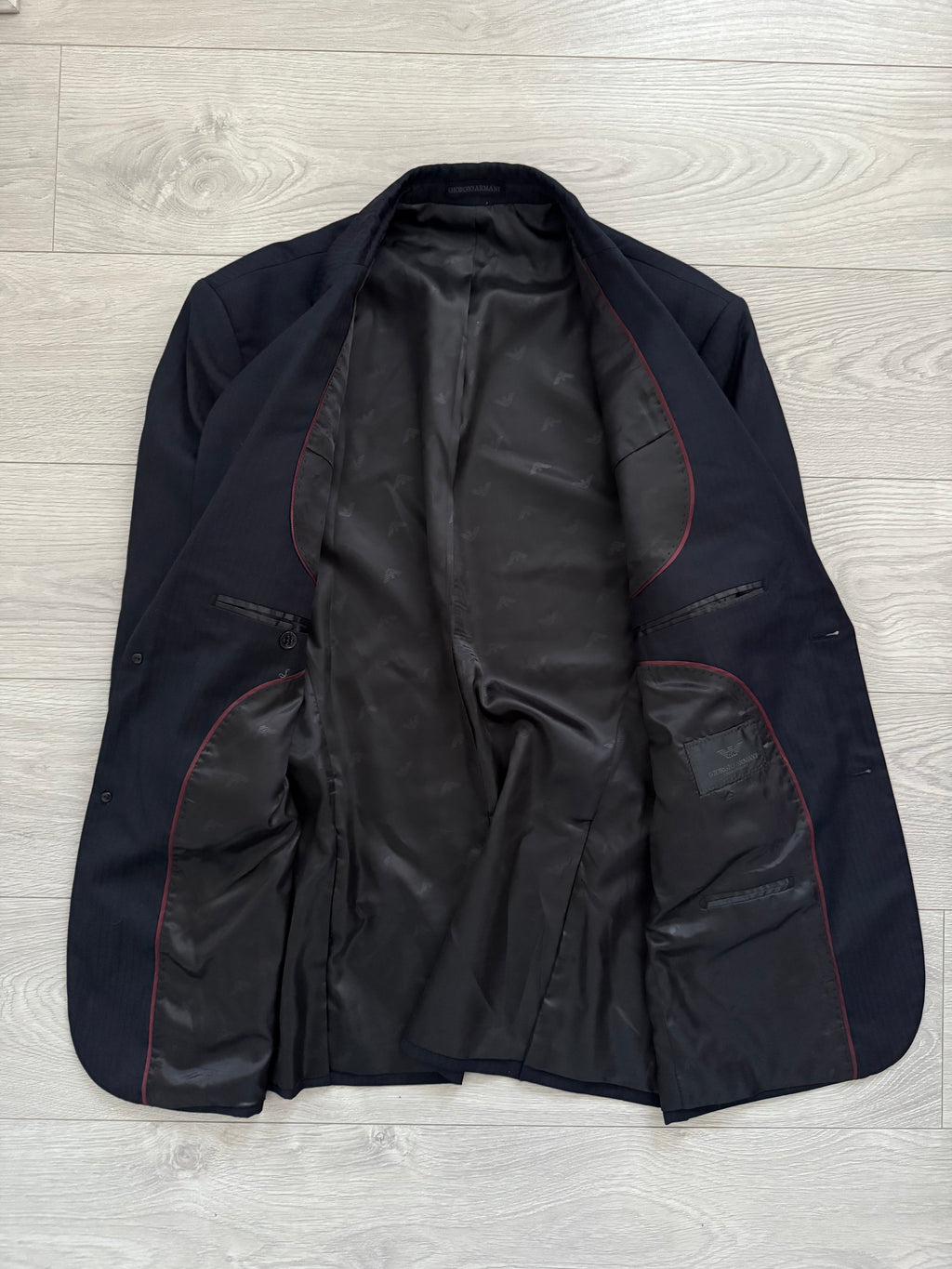 Armani 2000s Striped Navy Suit - XL Jacket / 38" Waist