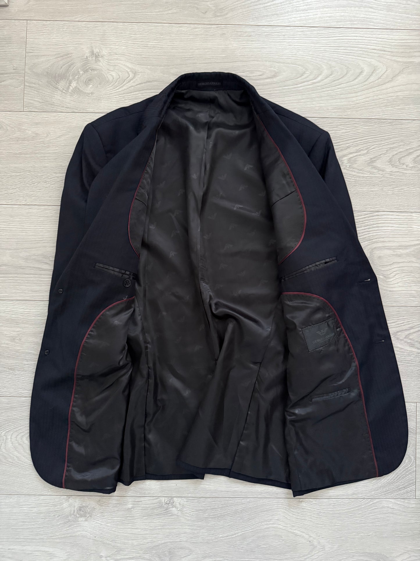 Armani 2000s Striped Navy Suit - XL Jacket / 38" Waist