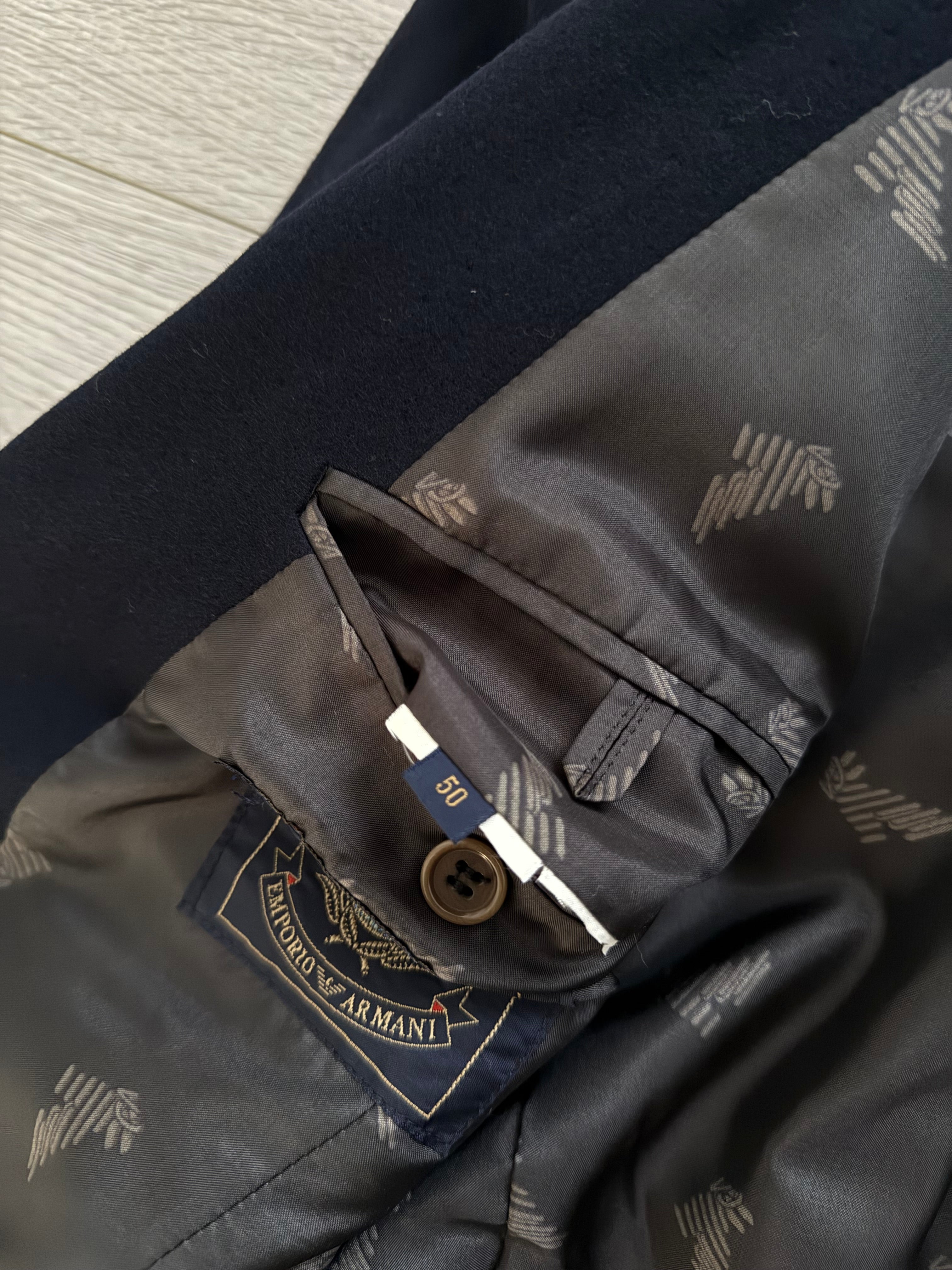 Emporio Armani 1980s Metal Button Double Breasted Wool Sports Blazer Jacket Navy - Size L