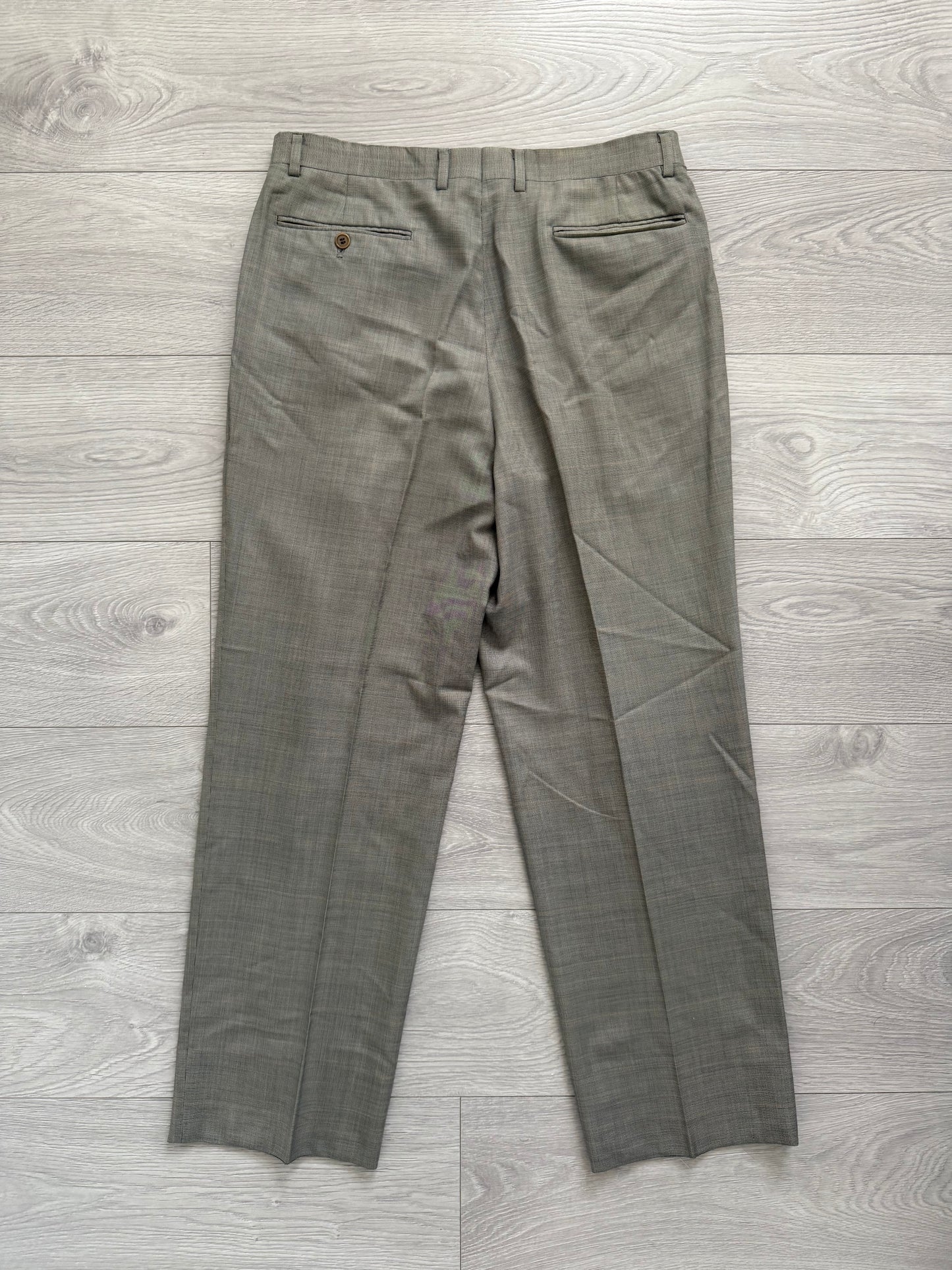 Yves Saint Laurent 1990s Checkered Pleated Wool Suit - Size L Jacket / 34" Waist