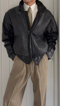 Valentino 1980s Panelled Leather Bomber Jacket - Size M