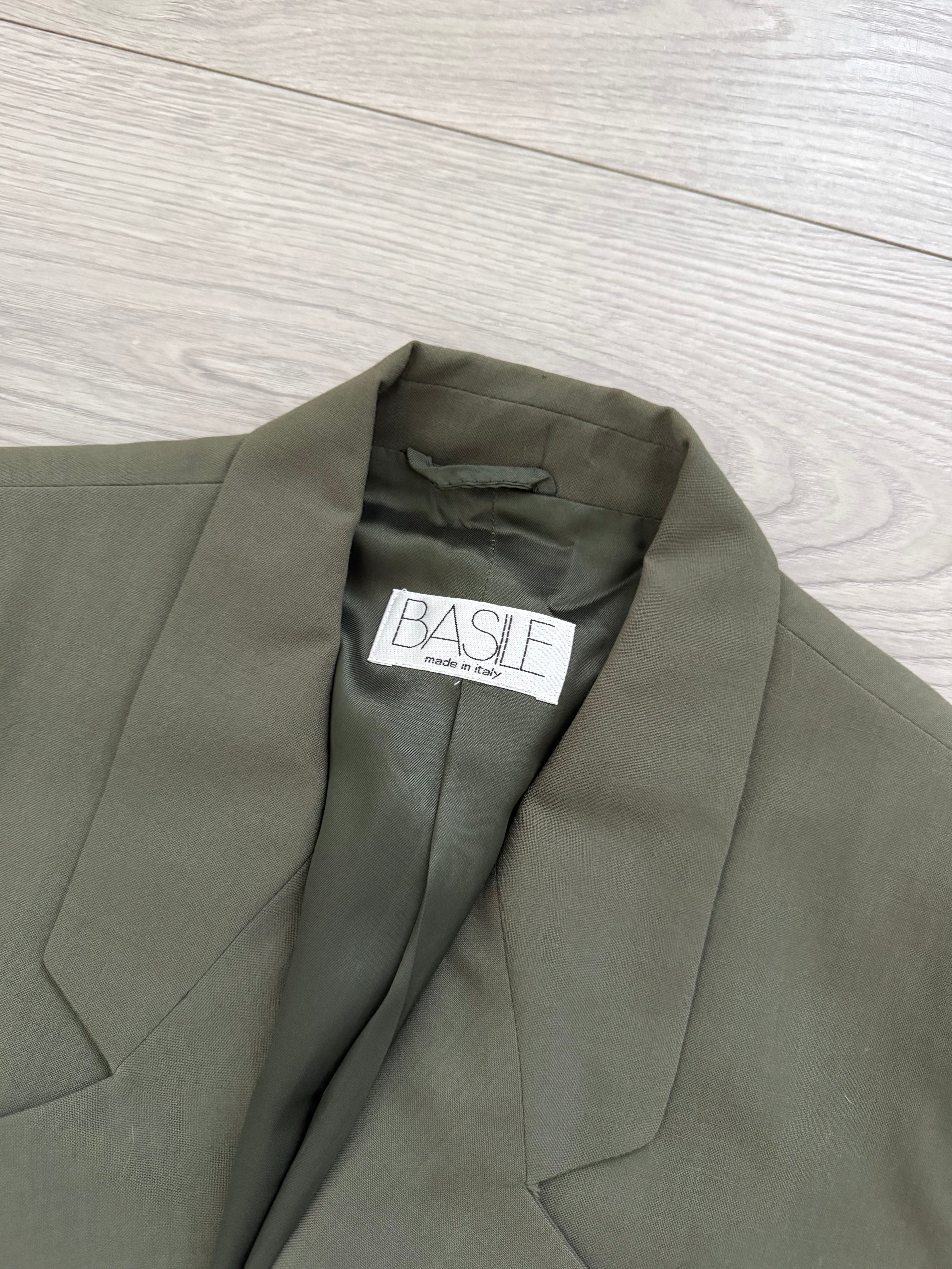 Basile 1980s Peaked Lapel Double Breasted Draped Wool Suit - Size S Jacket / 28" Waist