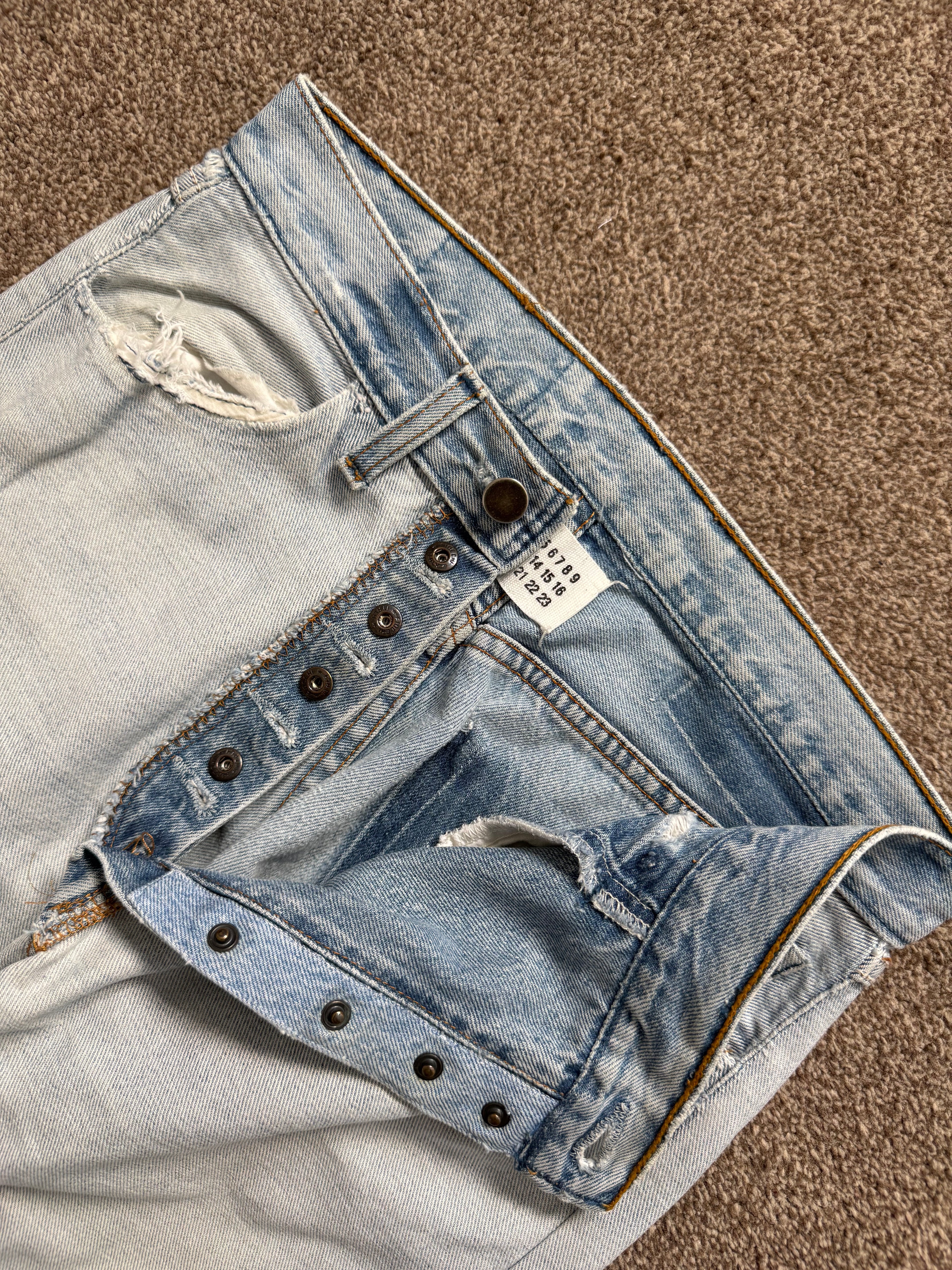 Maison Martin Margiela Artisanal Line (0)(10) SS2003 Re-Worked Inverted Denim Jeans - Size 30" Waist
