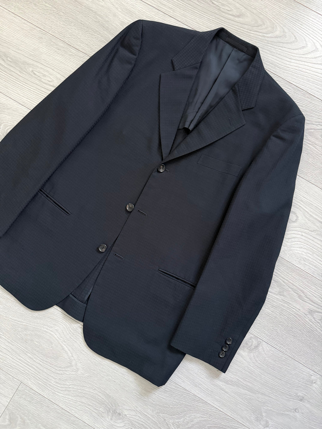 Comme Des Garcons Homme 2001 3B Navy Blue Pleated Wool Blend Suit - Size M Jacket / 30" Waist