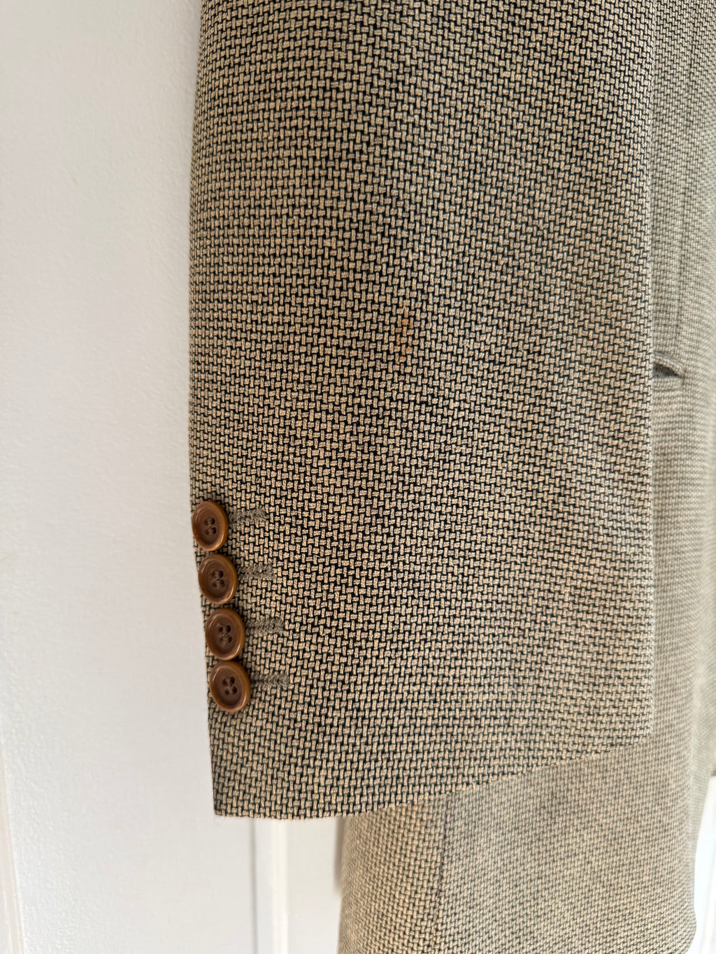 Hugo Boss 1990s Silk Wool 3B Textured Sport Jacket Blazer - Size L