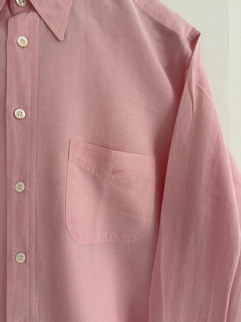 Emporio Armani 1990s Pink Linen Shirt - Size M