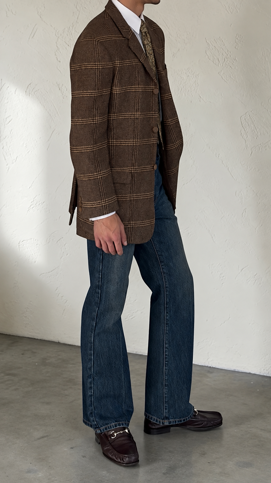 Emporio Armani 1990s 3B Check Wool Sport Jacket Blazer - Size M